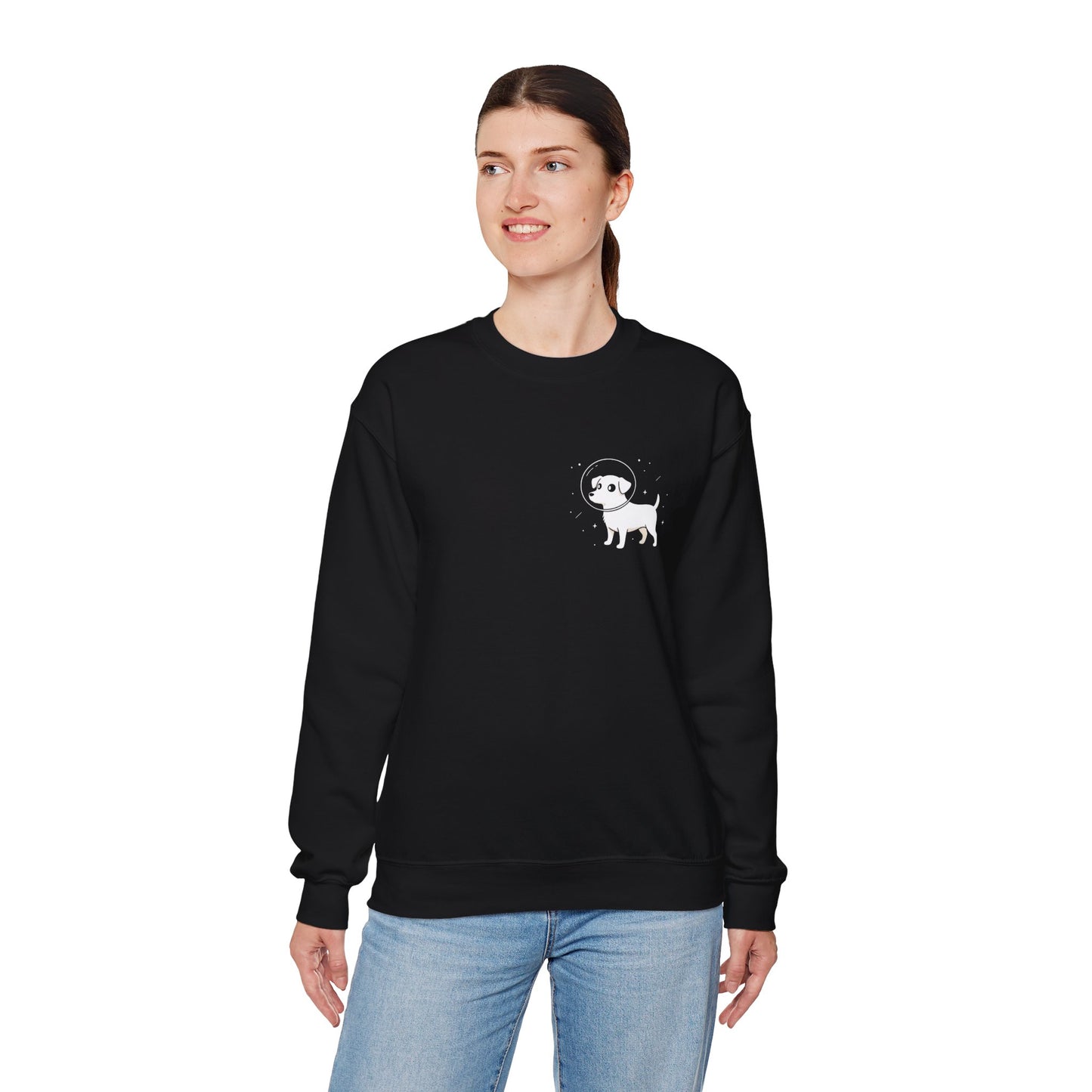 Dog in Space Crewneck Sweatshirt – Space Puppy Graphic Pullover - 14678