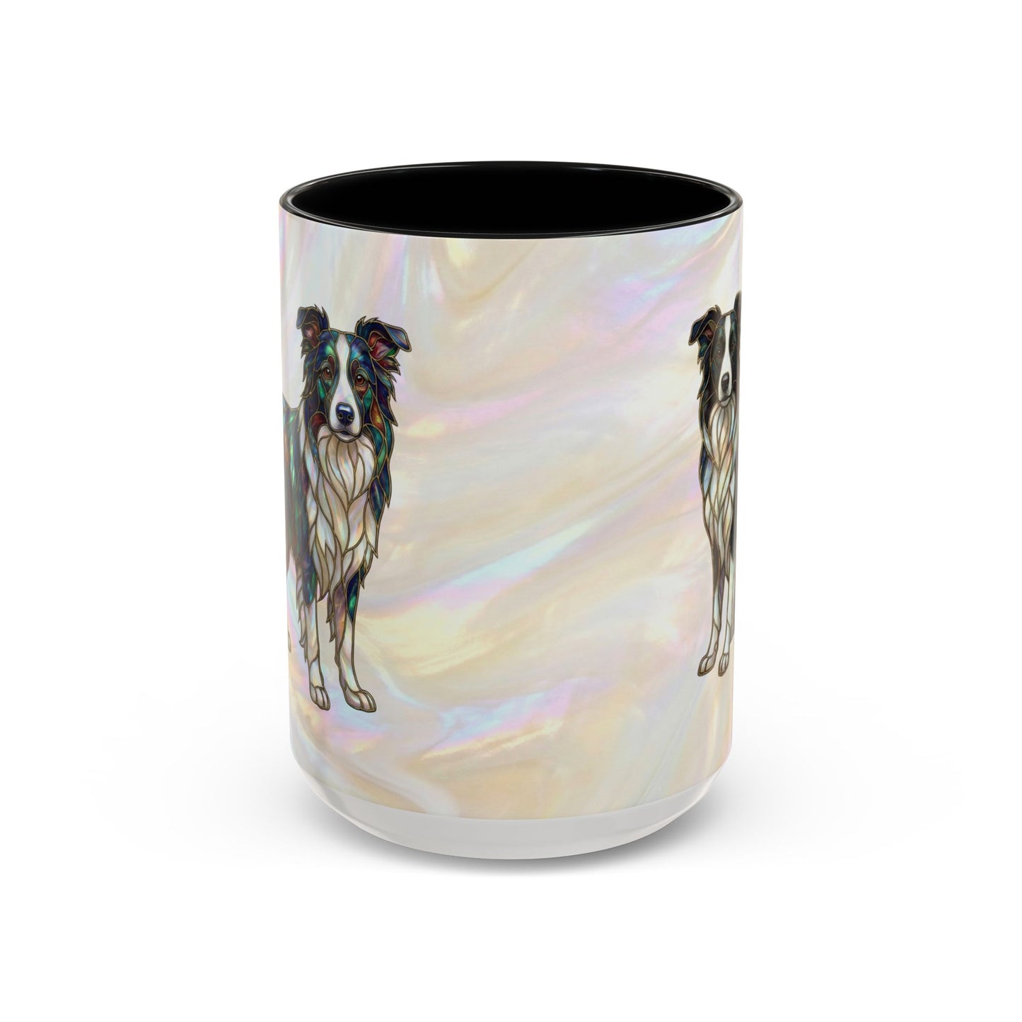 Border Collie Accent Coffee Mug — Stained Glass Design (11/15 oz) - 14619