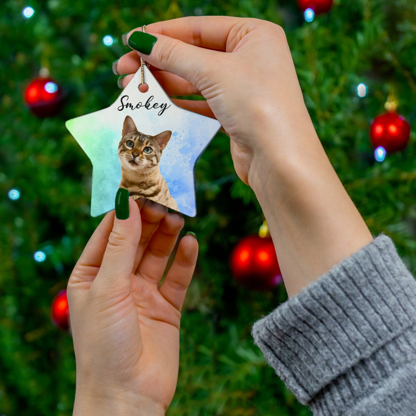 Your Cat, Customizable - Ceramic Ornament, 4 Shapes - 10038