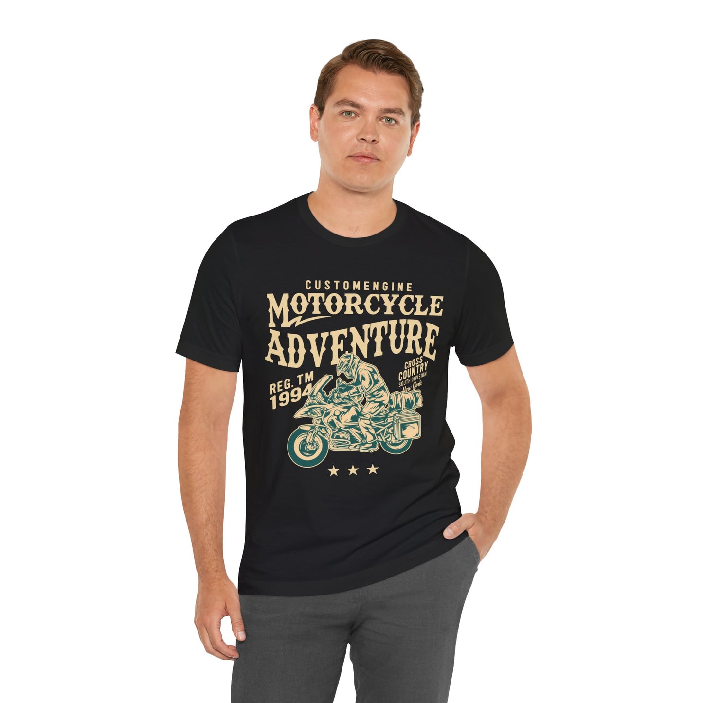 Custom Engine, Motorcycle Adventure - Unisex Jersey Short Sleeve Tee - 13146