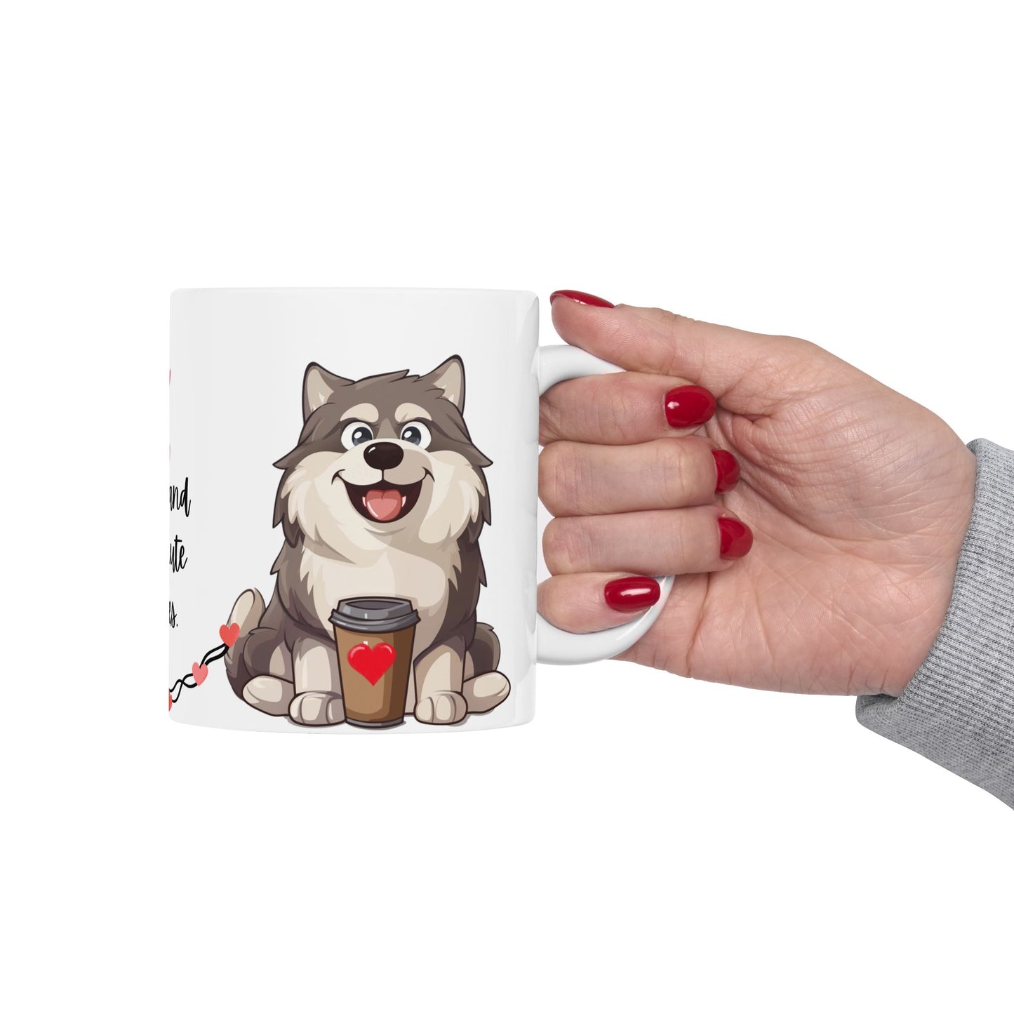 Coffee and Malamute Cuddles - Ceramic Mug, (11oz, 15oz) - 10649