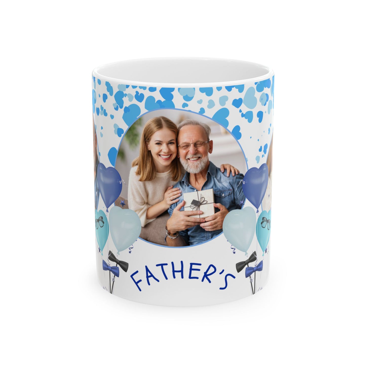 Personalized Father's Day Ceramic Mug, Custom Photo Mug, Gift for Dad, 11oz 15oz, Heartfelt Coffee Cup, Family Memory Keepsake - 14002