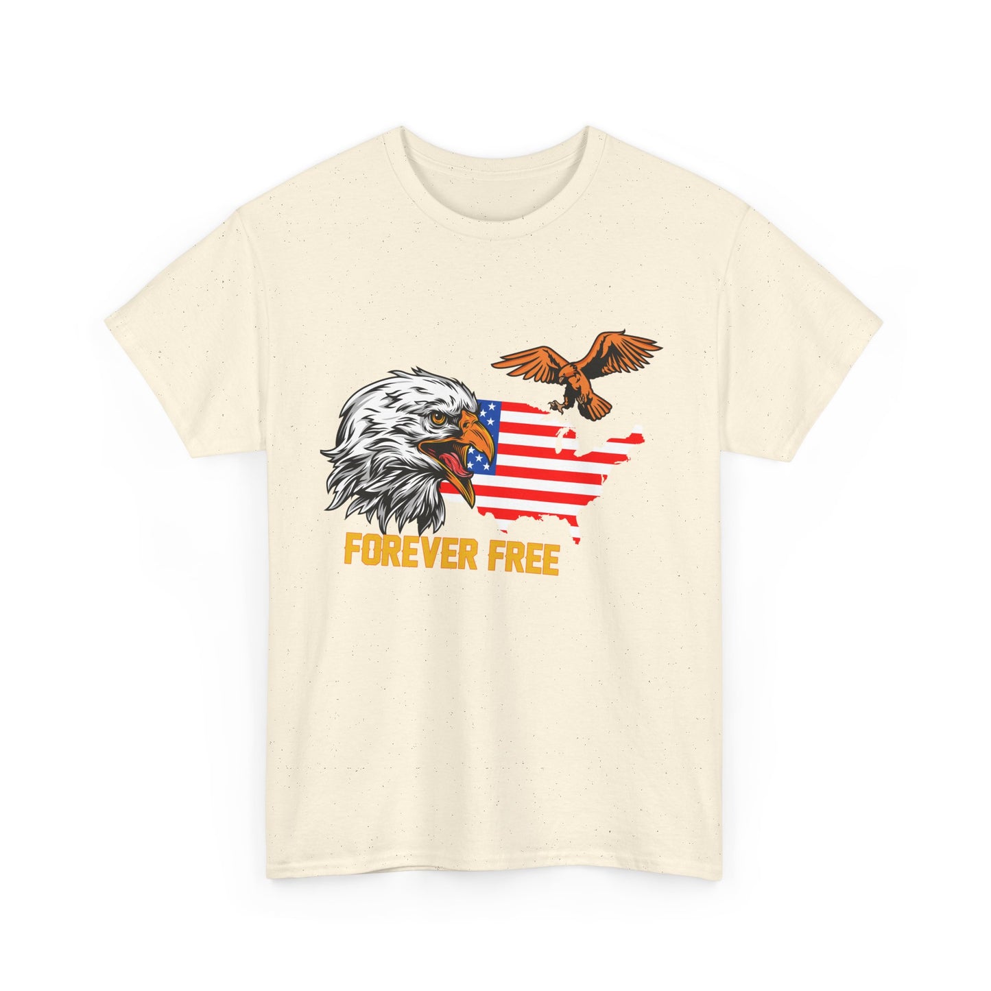 Unisex Heavy Cotton Tee with "Forever Free" Design - Perfect for Patriotic Events, July 4th Celebrations, Gifts, Summer Wear, Casual Outfits - 13692
