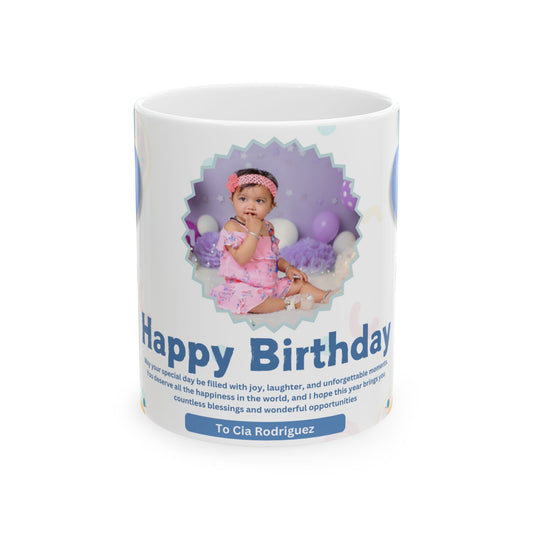 Personalized Birthday Mug, Cute Elephant Mug, Custom Gift, Fun Party Mug, Happy Birthday Coffee Cup, Child's Birthday Celebration - 13974