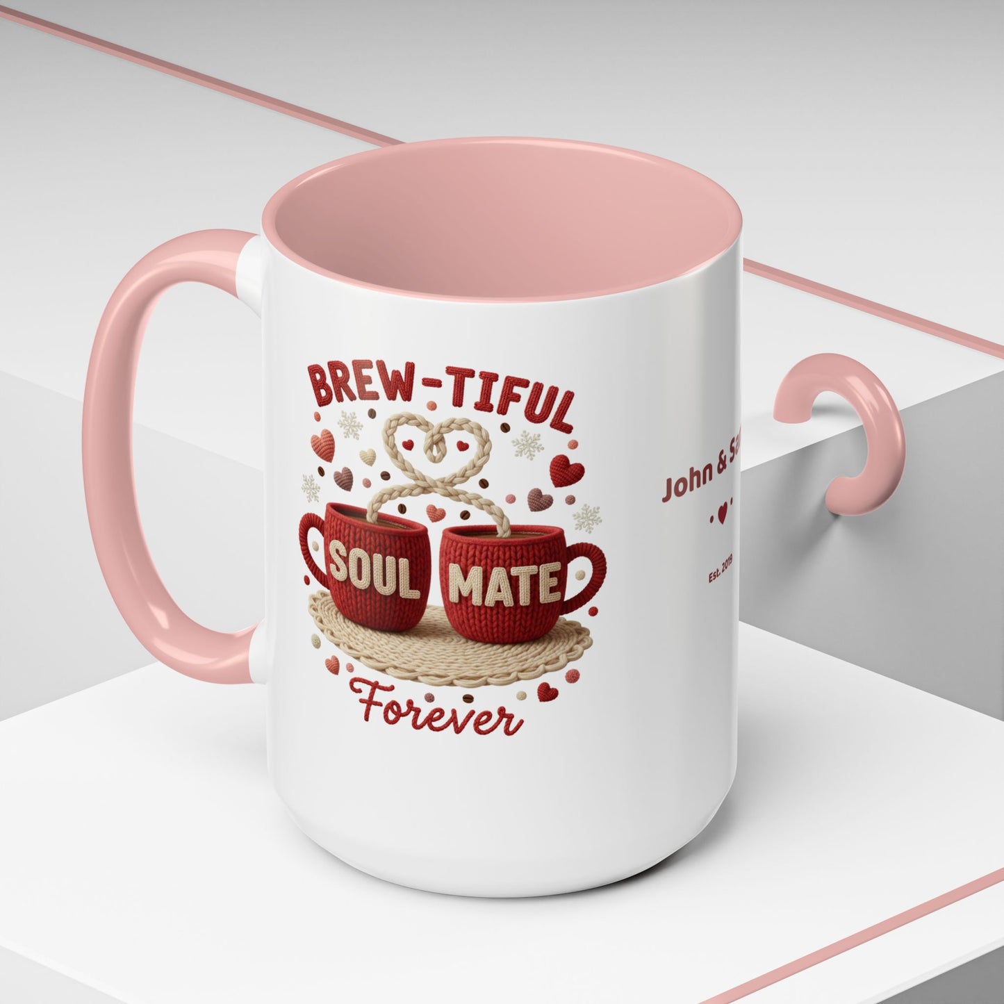 Brew-tiful Soulmates Forever Personalized Mug — Custom Names & Established Date (11oz / 15oz) - 14746