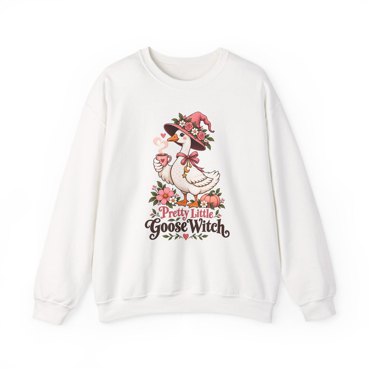 Pretty Little Goose Witch Sweatshirt, Cute Floral Halloween Crewneck - 14532