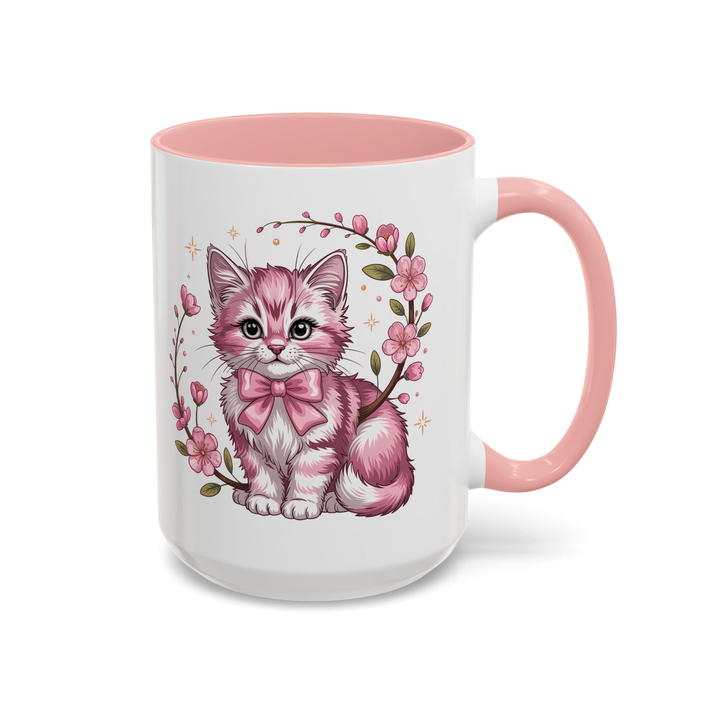 Cute Kitten Illustration Mug – Pastel Cat Art Coffee Cup, Adorable Gift for Cat Lovers (11oz / 15oz) - 14772
