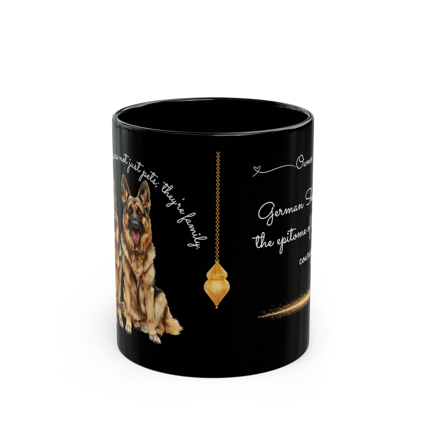 German Shepherds are not just pets; they're family, Customized Ceramic Black Mug (11oz, 15oz)