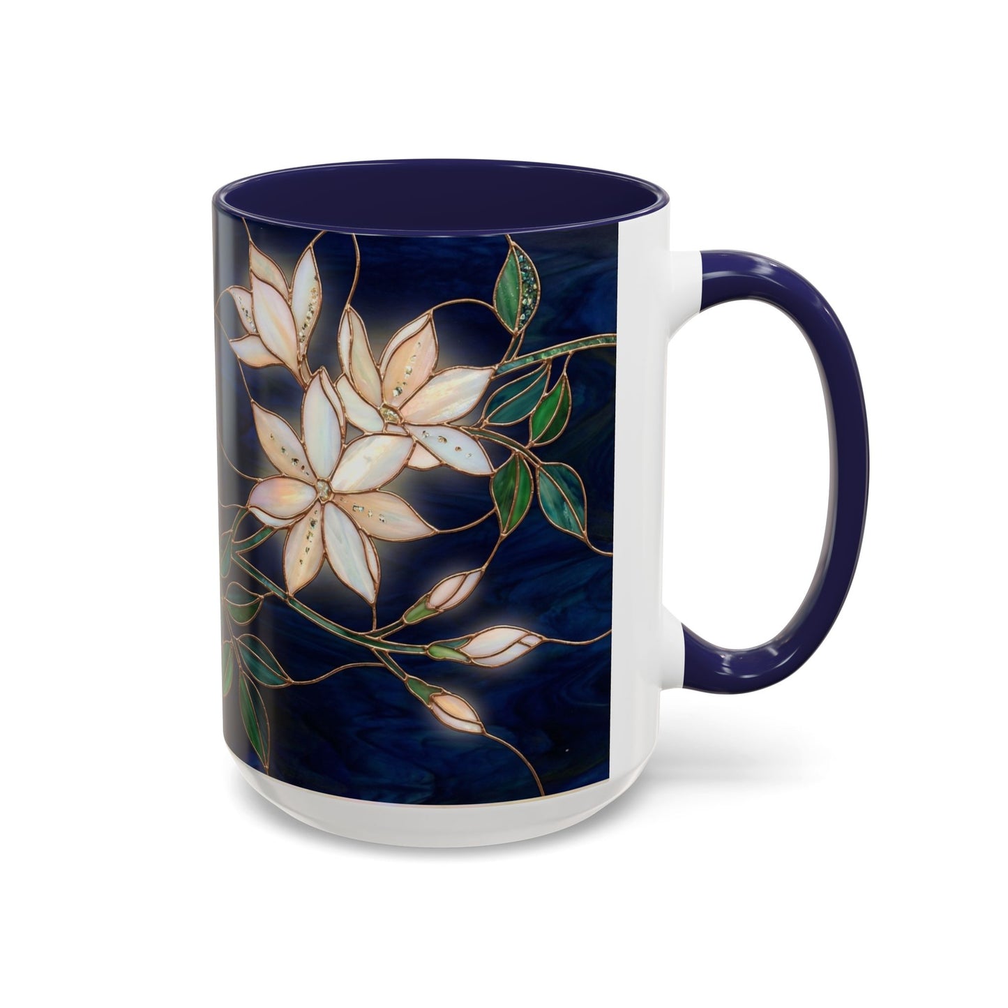 Jasmine Floral Accent Coffee Mug —  Stained Glass Design (11/15oz) - 14573