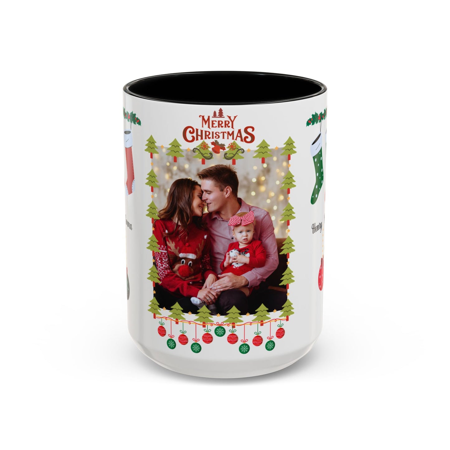 Christmas, Family Photo, Customizable, Accent Coffee Mug (11, 15oz)