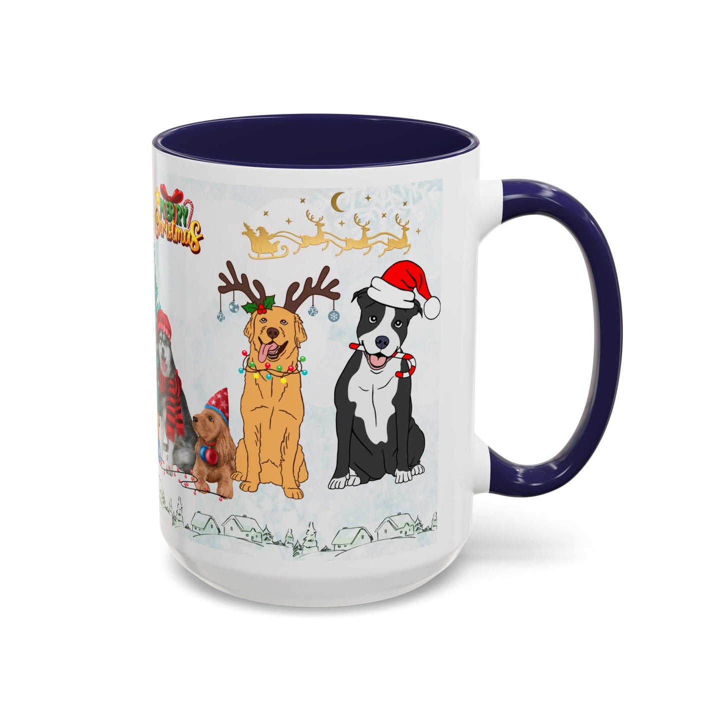 Merry Christmas Dogs - Accent Coffee Mug (11, 15oz)