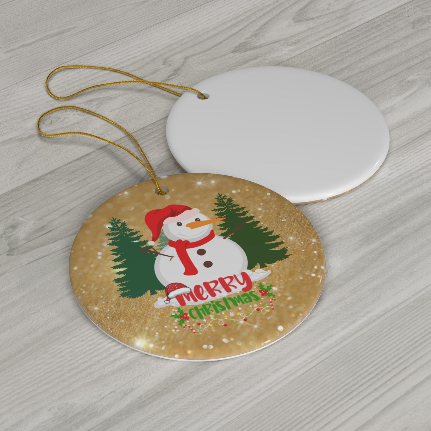 Snowman, Merry Christmas - Ceramic Ornament, 4 Shapes