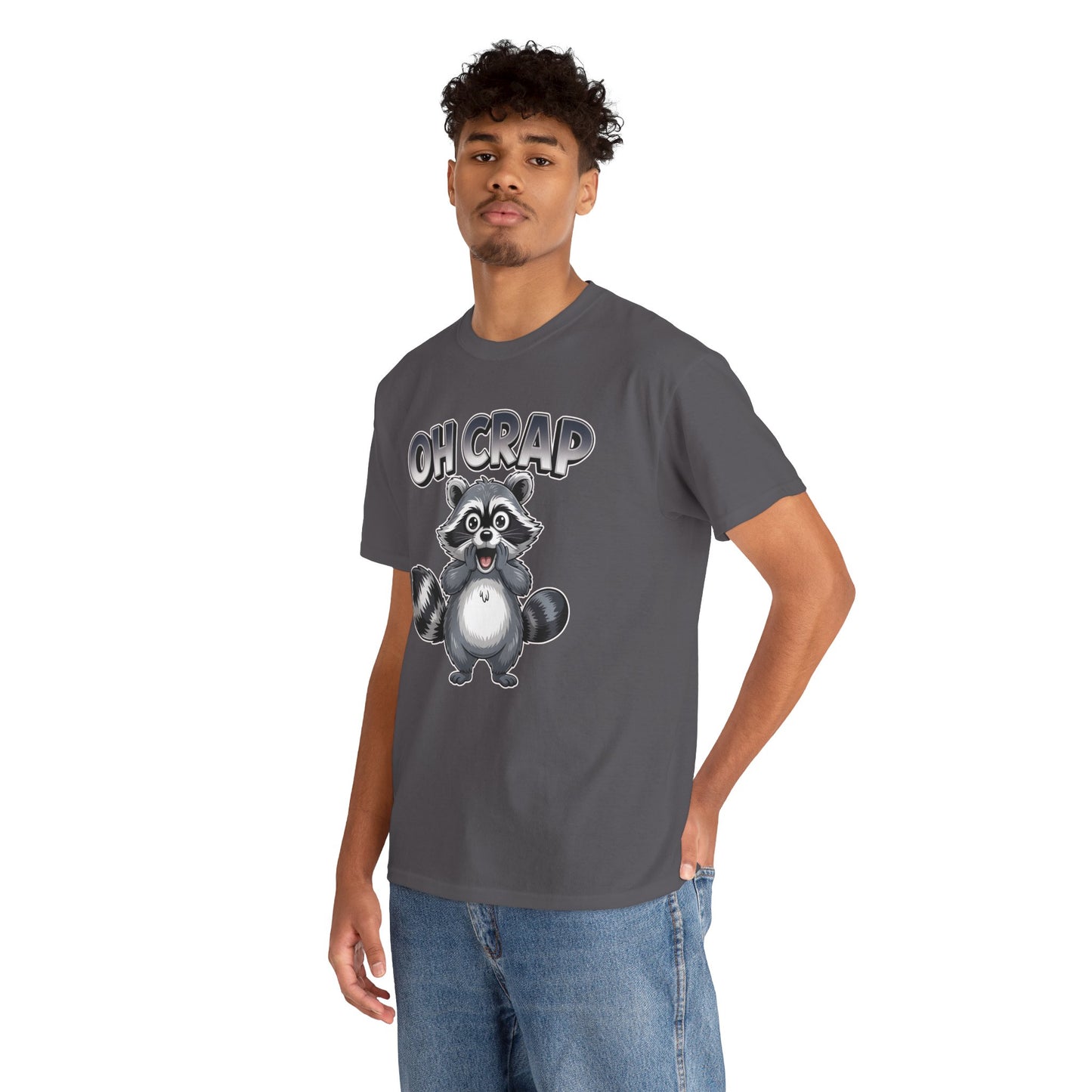 Funny Raccoon T-Shirt – “Oh Crap” Cute Meme Reaction Animal Tee Gift - 14855