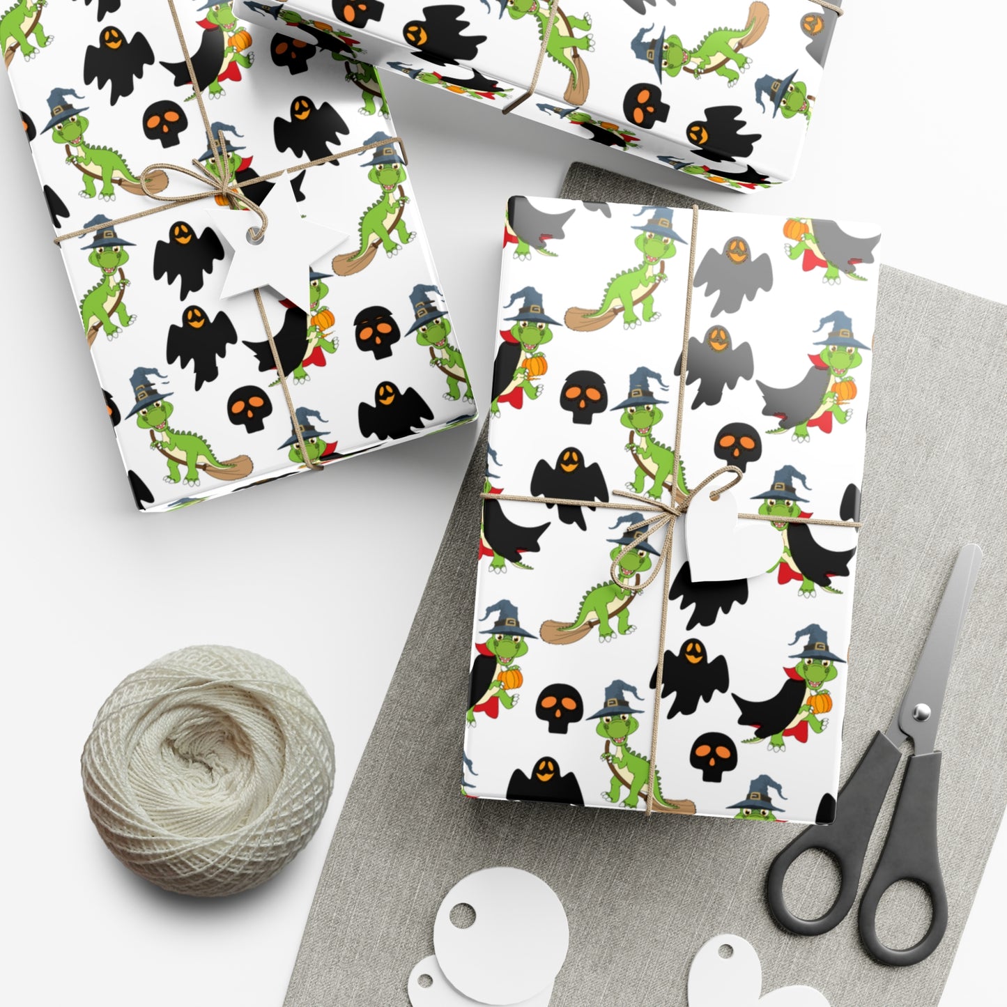 Green Dinosaur Witch  - Gift Wrap Papers