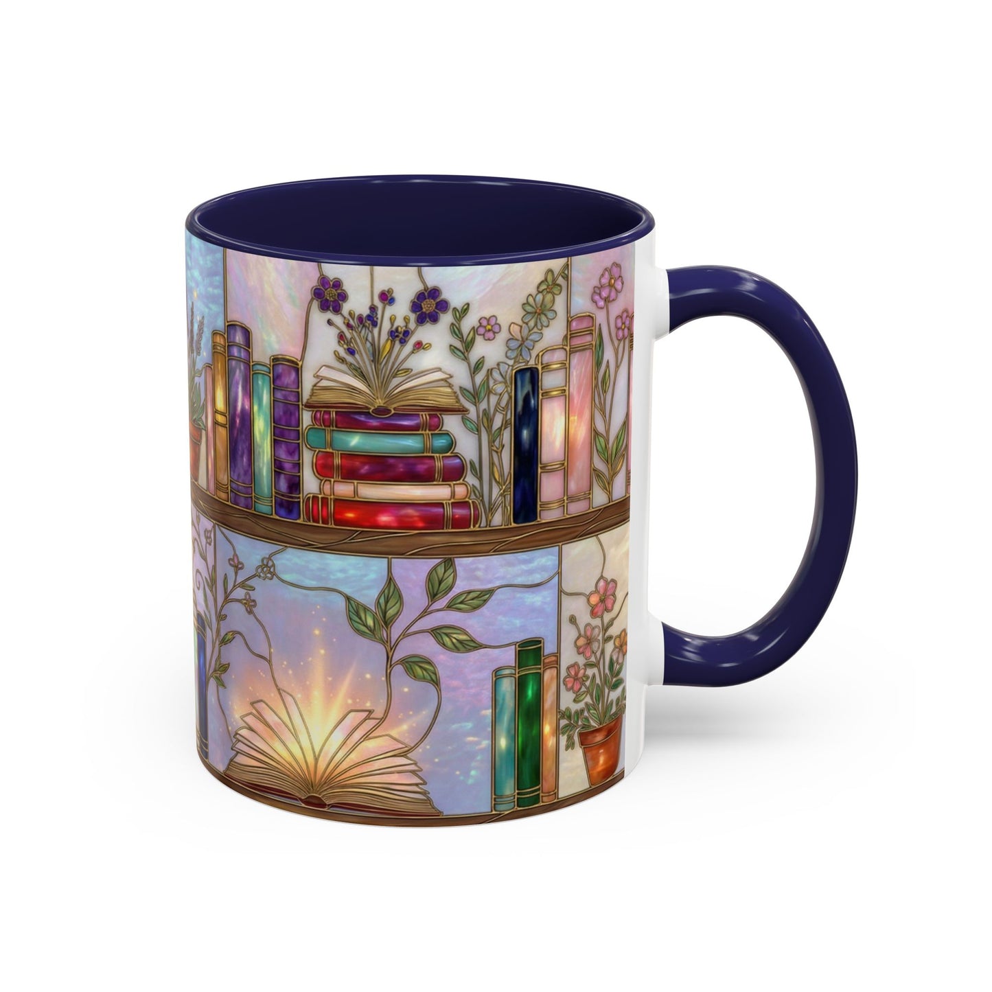 Magic Book Shelf Accent Coffee Mug — Stained Glass Design (11/15 oz) - 14529