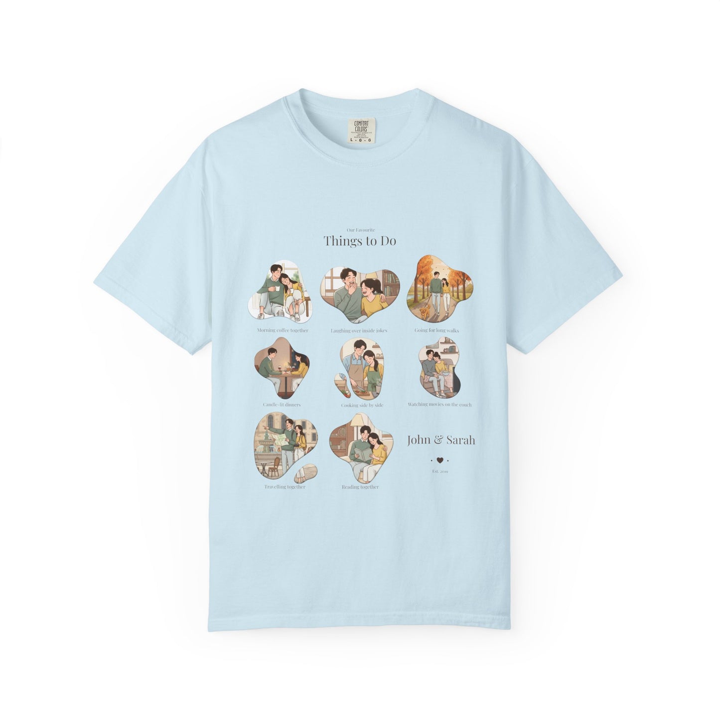 Our Favourite Things to Do Together – Personalised Valentine’s Illustration T-Shirt Gift - 14721