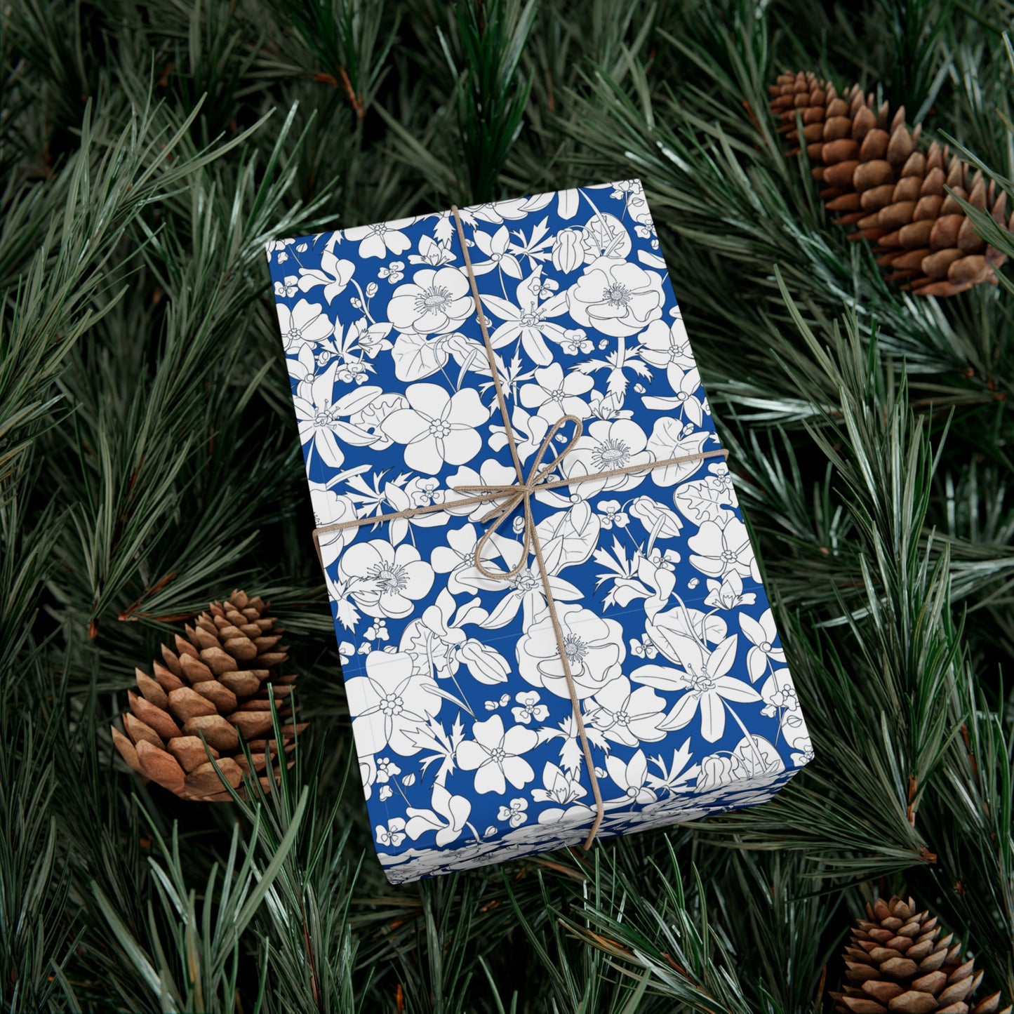 Vintage Blue, White Flowers - Gift Wrap Papers - 10255