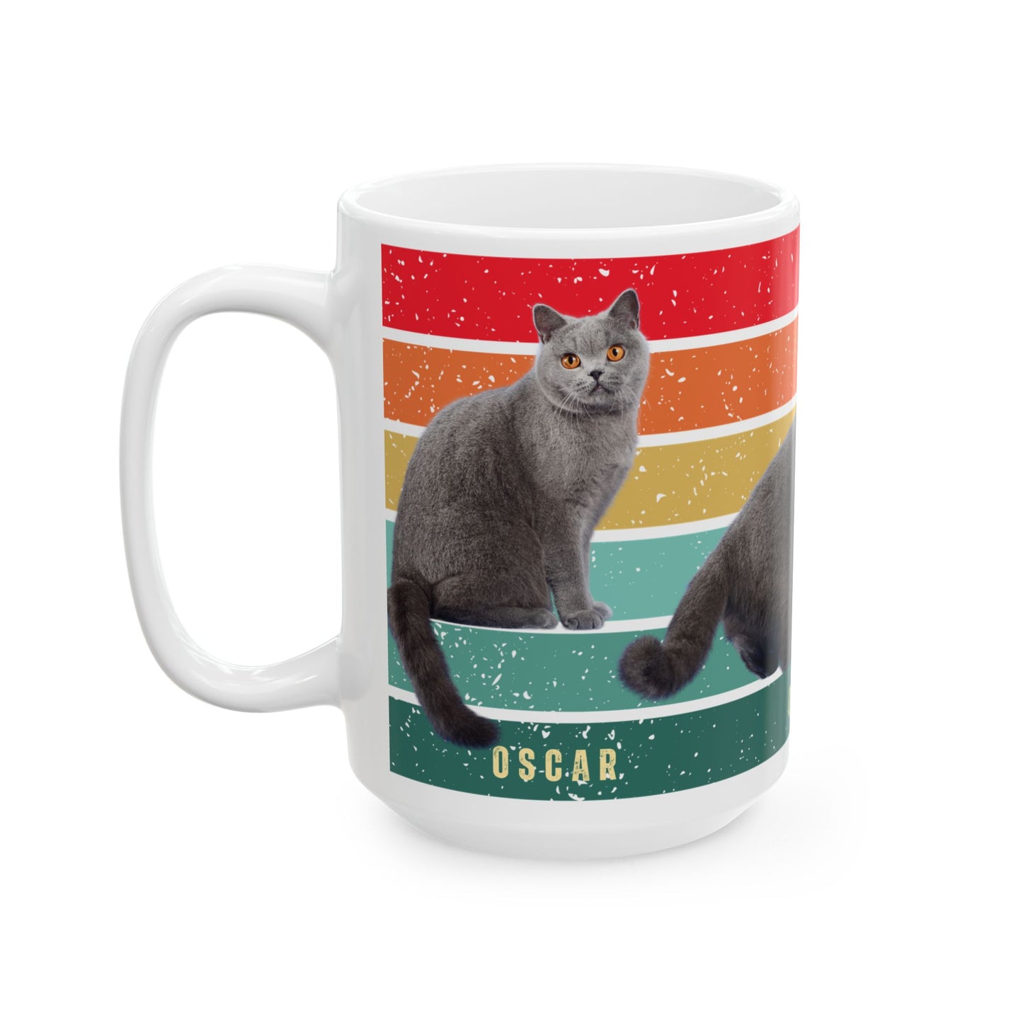 Oscar, Cat, Customizable - Ceramic Mug, (11oz, 15oz) - 10257