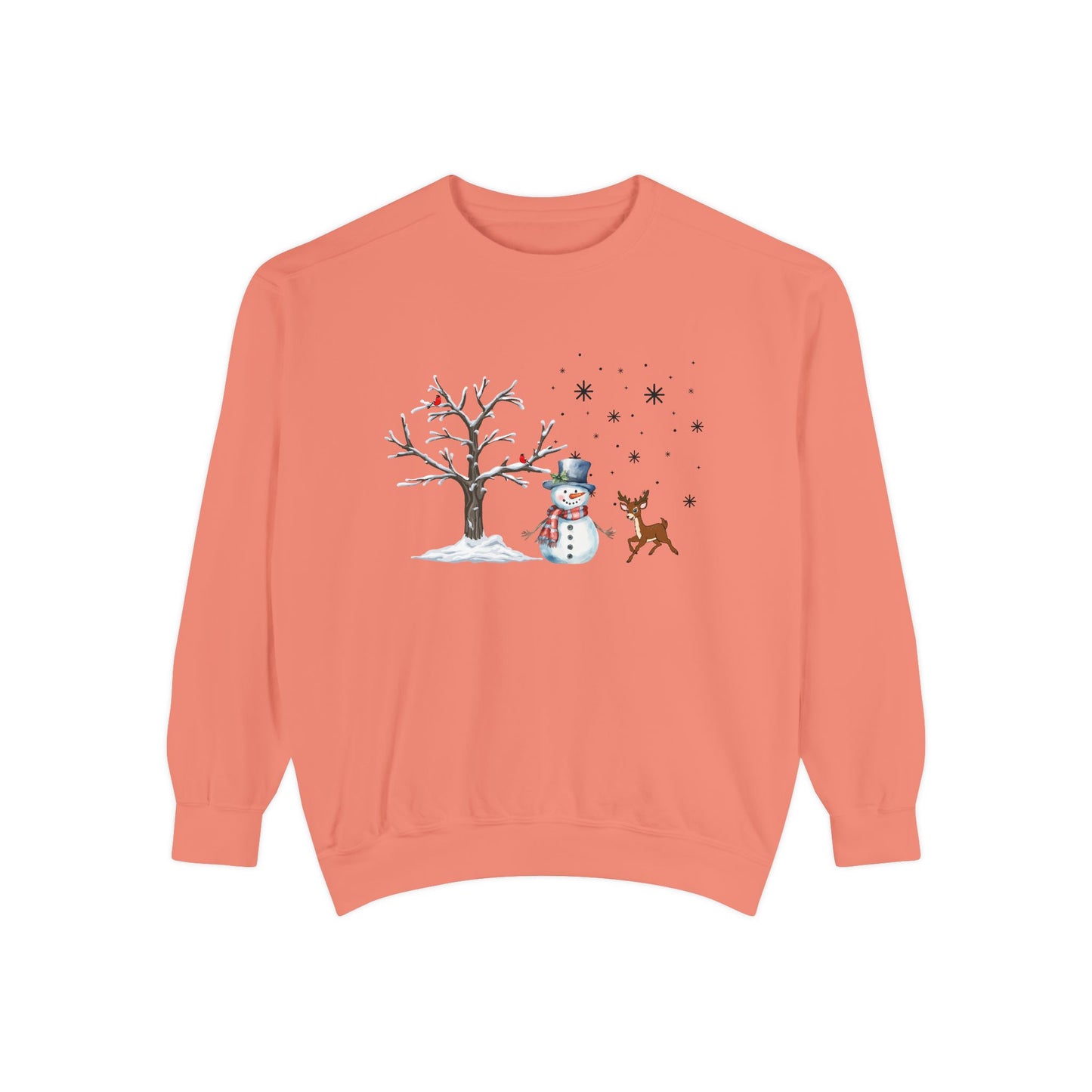 Snowman with Twinkle - Unisex Garment-Dyed Sweatshirt