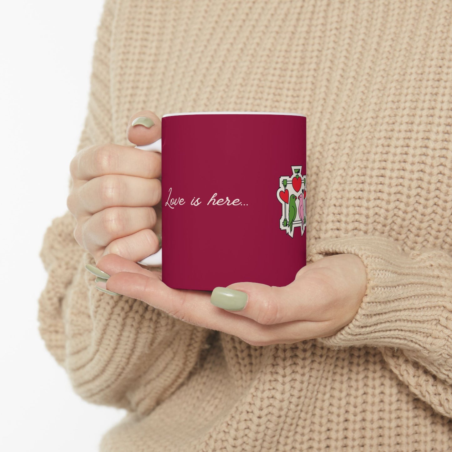 Birds, Love is Here.. With You - Ceramic Mug, (11oz, 15oz) - 11089