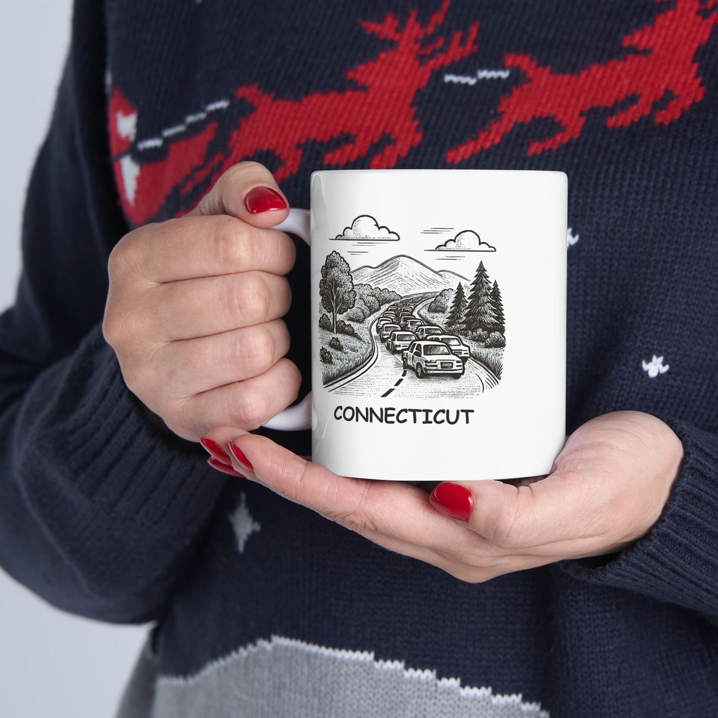 "Connecticut: Where every road is scenic—until you hit traffic." Ceramic Mug - 13805