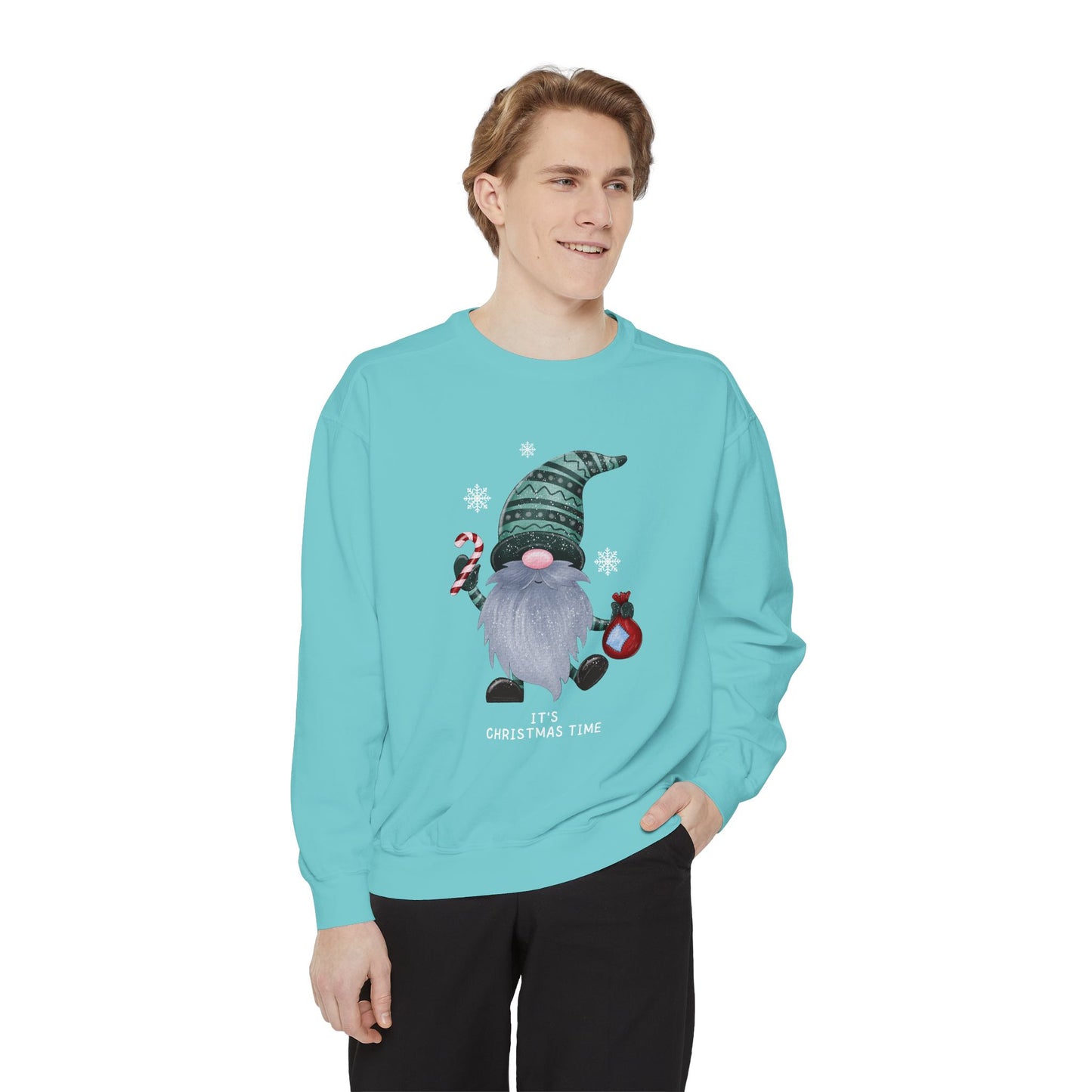 Gnome, It's Christmas Time - Unisex Garment Dyed Sweatshirt - 10507