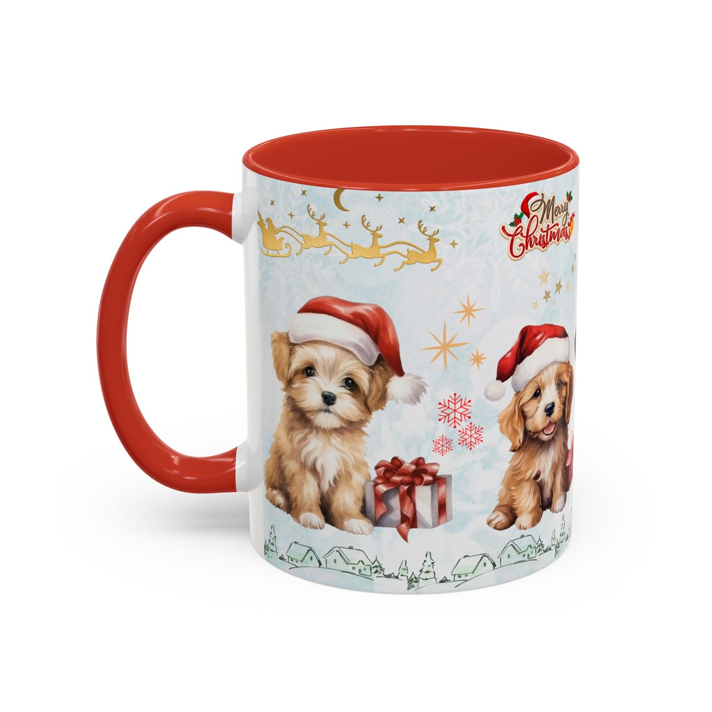 Merry Christmas, Puppies - Accent Coffee Mug (11, 15oz)