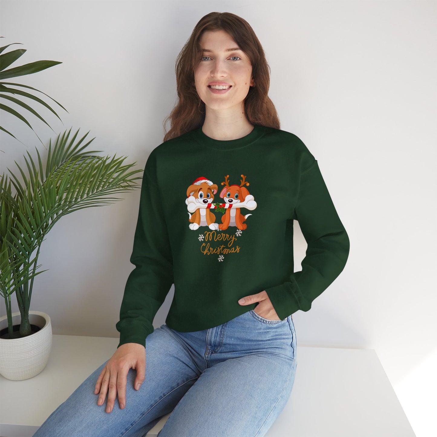 Cute Puppies, Merry Christmas - Unisex Heavy Blend™ Crewneck Sweatshirt