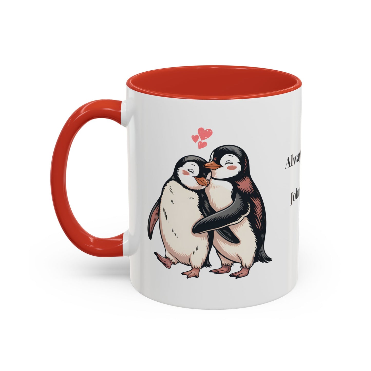 Always Together Personalized Coffee Mug — Penguin Couple with Custom Names & Established Date (11/15 oz) - 14744