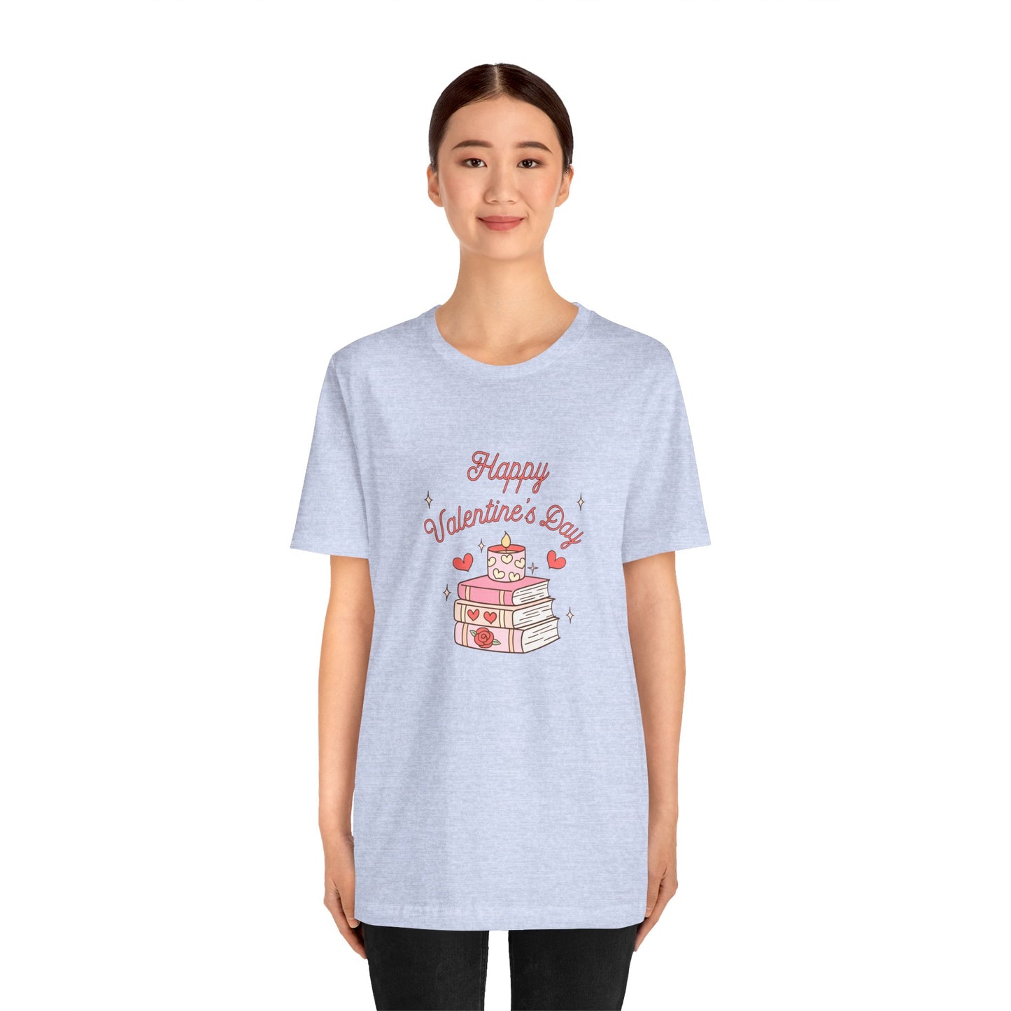 Books, Happy Valentine's Day - Unisex Jersey Short Sleeve Tee - 11572