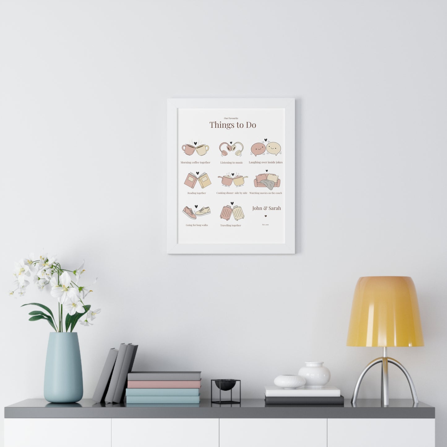Framed Poster – “Our Favourite Things to Do” Personalized Couple Print | Valentine’s Gift - 14708