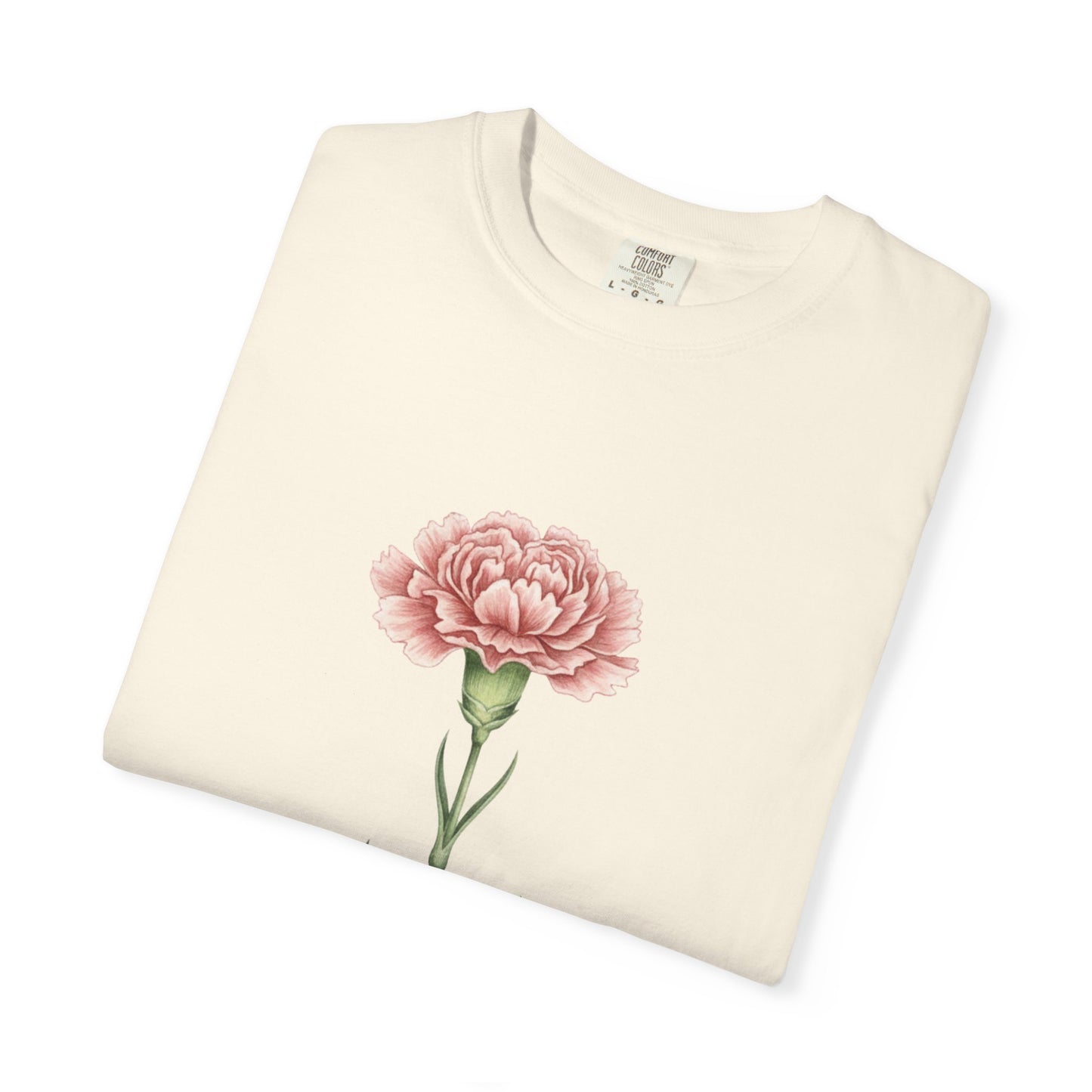 January Birth Flower Carnation T-Shirt – Heavyweight Garment-Dyed Tee - 14686
