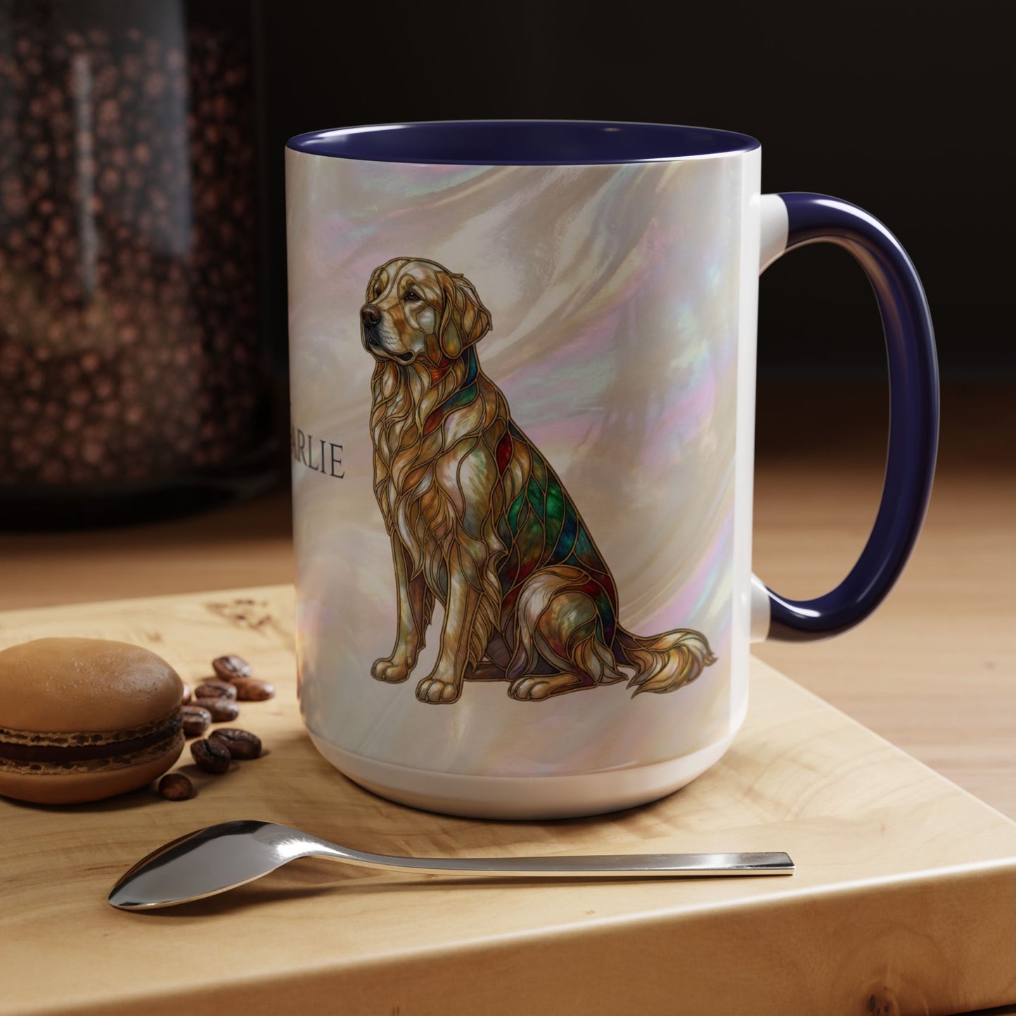 Personalized Golden Retriever Coffee Mug - Stained Glass Design 11/15oz - 14534