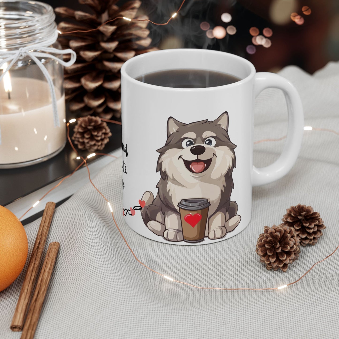 Coffee and Malamute Cuddles - Ceramic Mug, (11oz, 15oz) - 10649