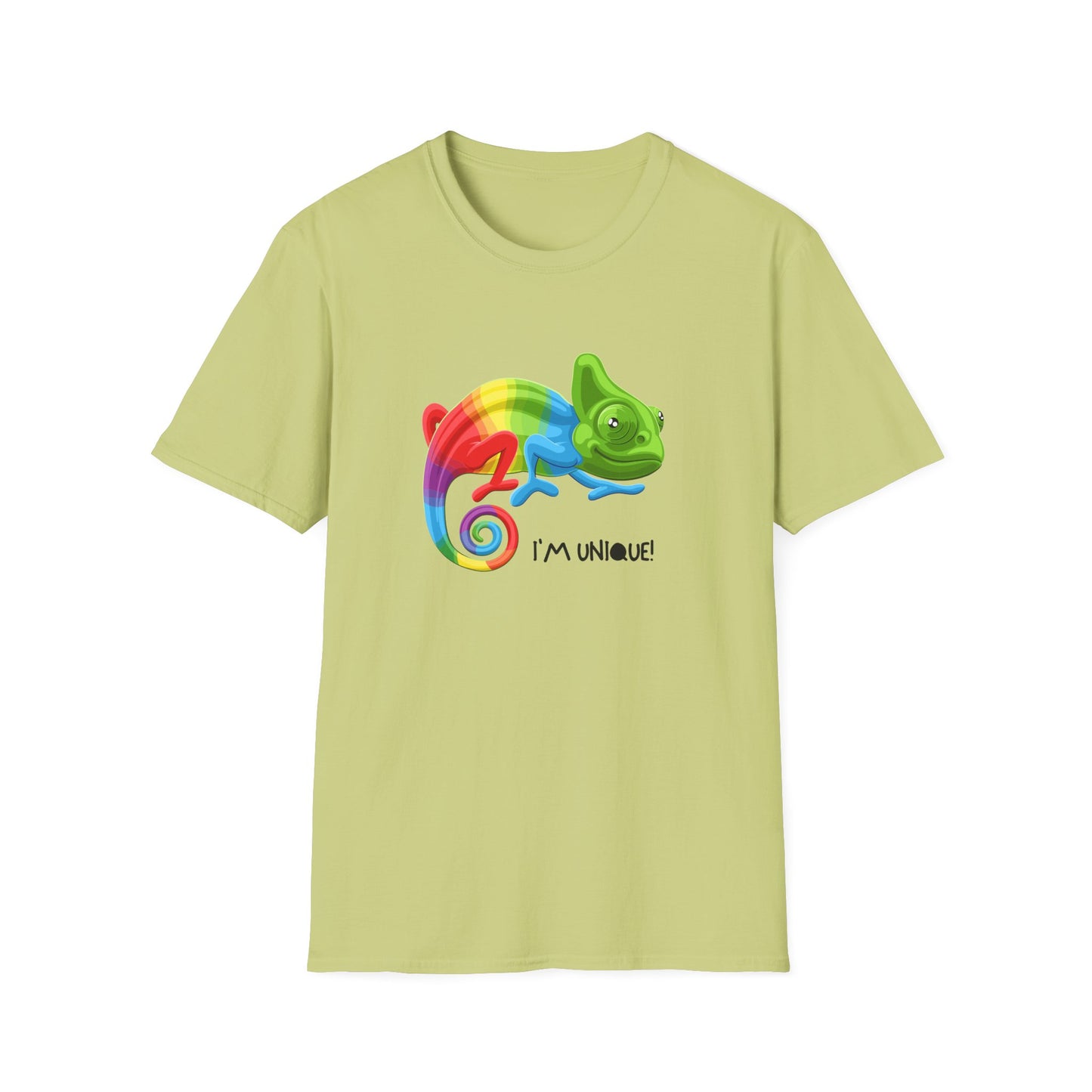 Unique Colorful Chameleon Unisex Softstyle T-Shirt - I'm Unique - 11823