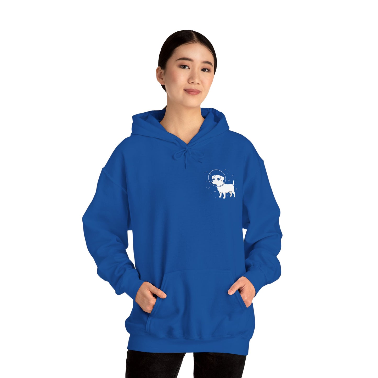 Dog in Space Hoodie – Space Puppy Graphic Hooded Sweatshirt, Unisex Heavy Blend™ - 14679