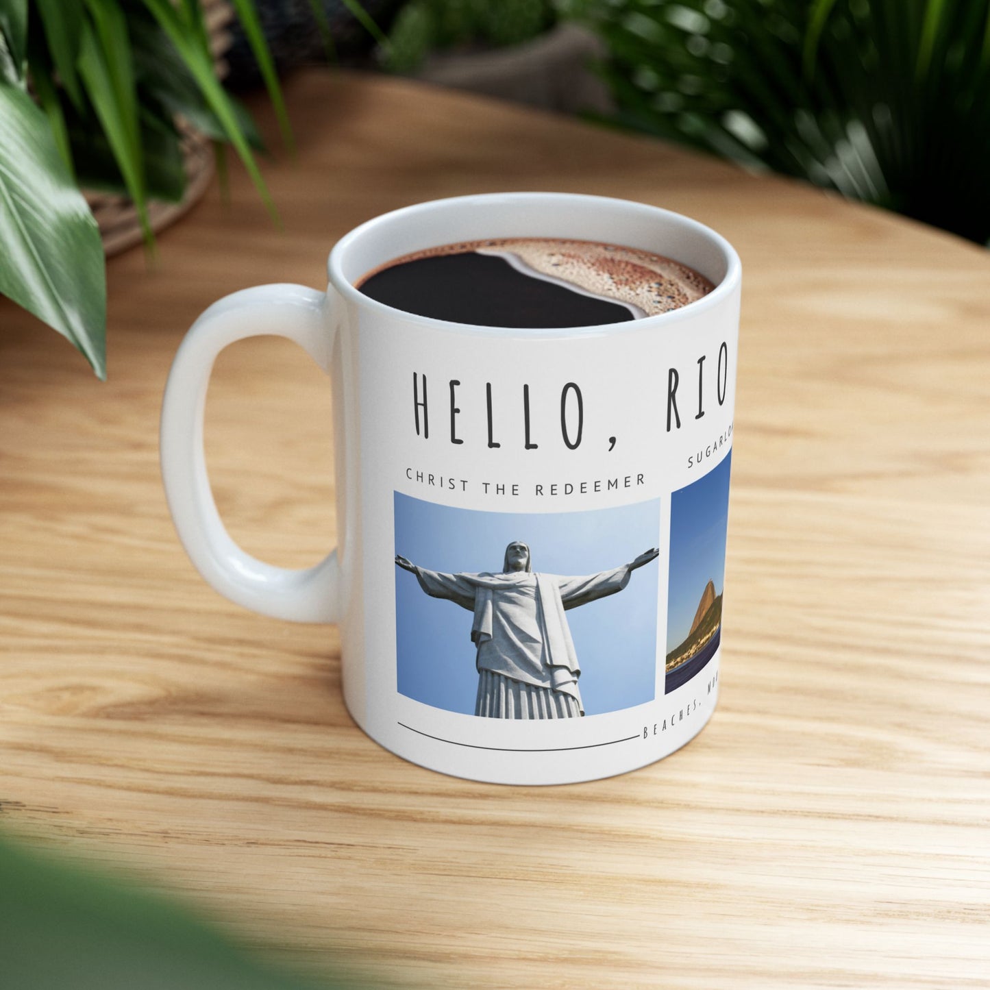 Hello Rio de Janeiro, Ceramic Mug - Explore Iconic Landmarks, Perfect Gift for Travelers & Adventurers - 12010