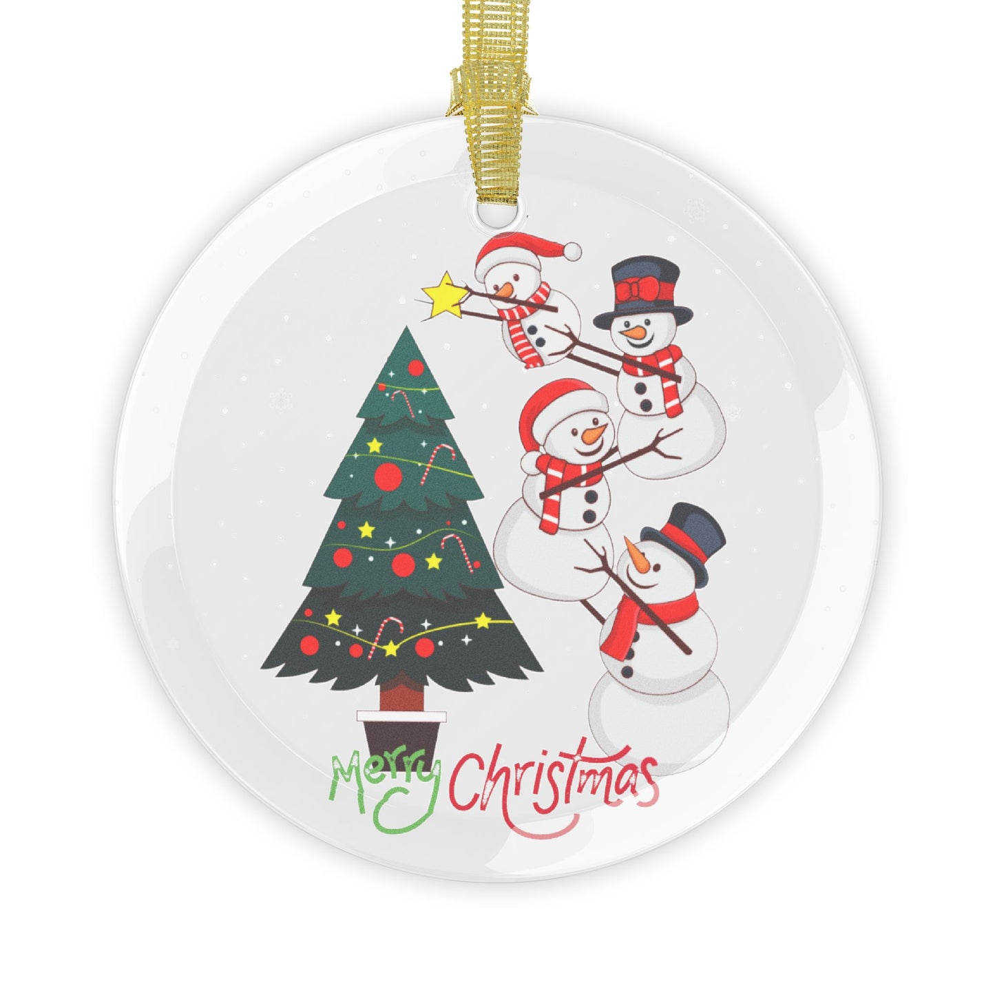 Snowmen, Decorating Christmas Tree - Glass Ornaments - 10425