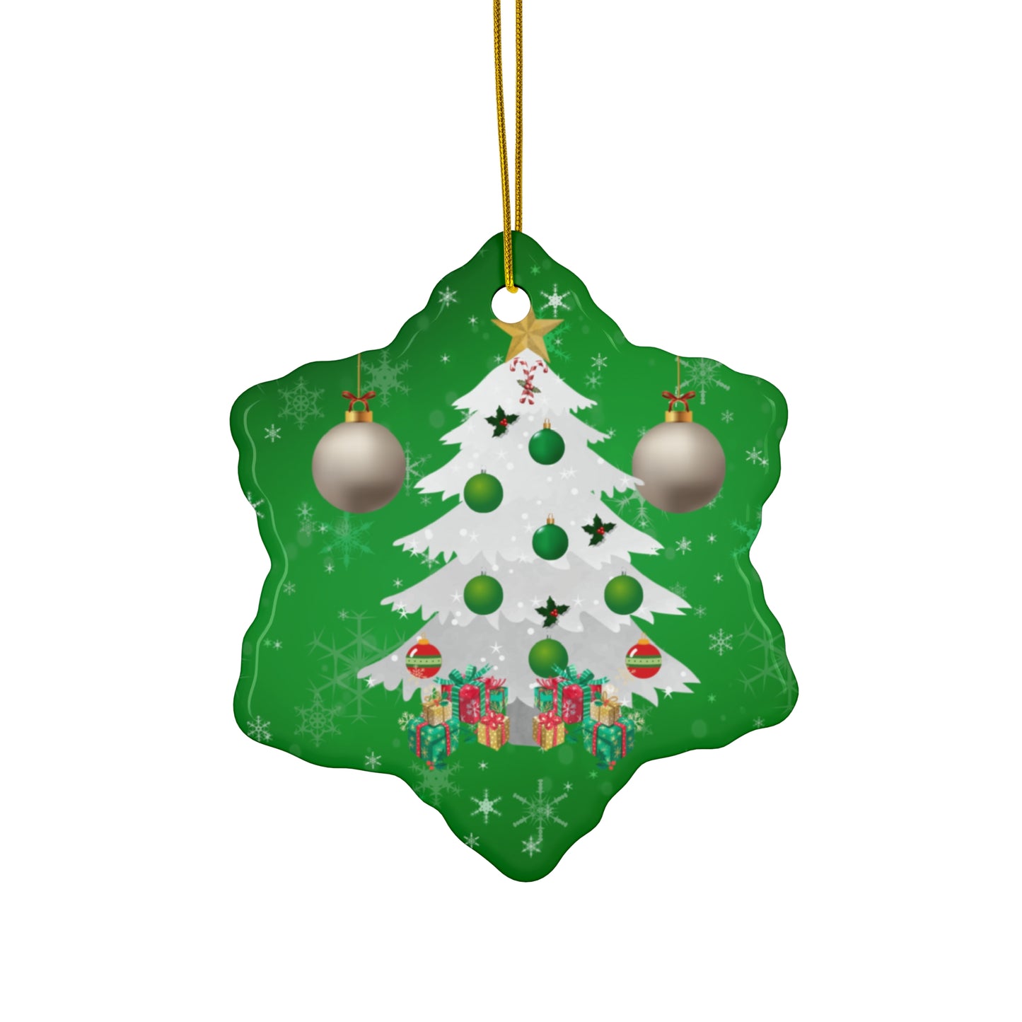 Snow Tree - Ceramic Ornament, 4 Shapes