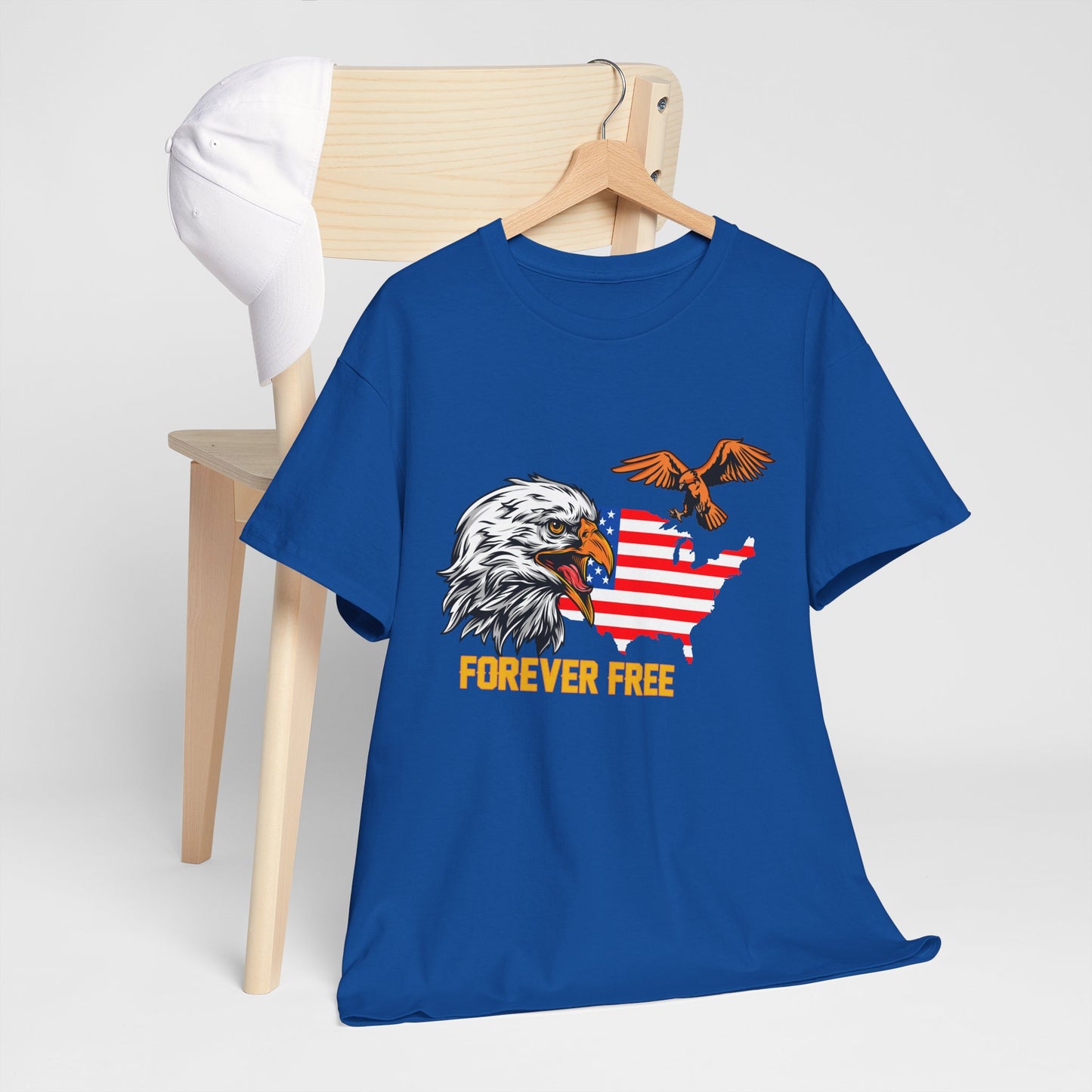 Unisex Heavy Cotton Tee with "Forever Free" Design - Perfect for Patriotic Events, July 4th Celebrations, Gifts, Summer Wear, Casual Outfits - 13692