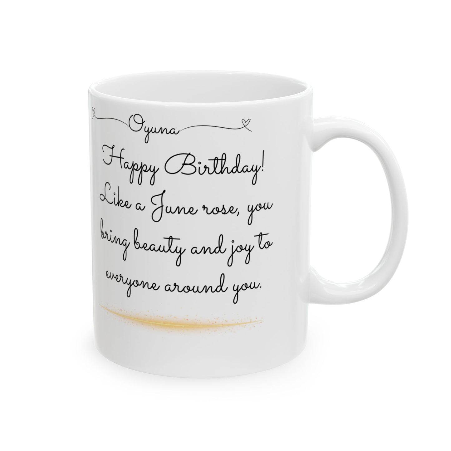 Happy Birthday, June, Rose, Customized -  Ceramic Mug, (11oz, 15oz) - 10431