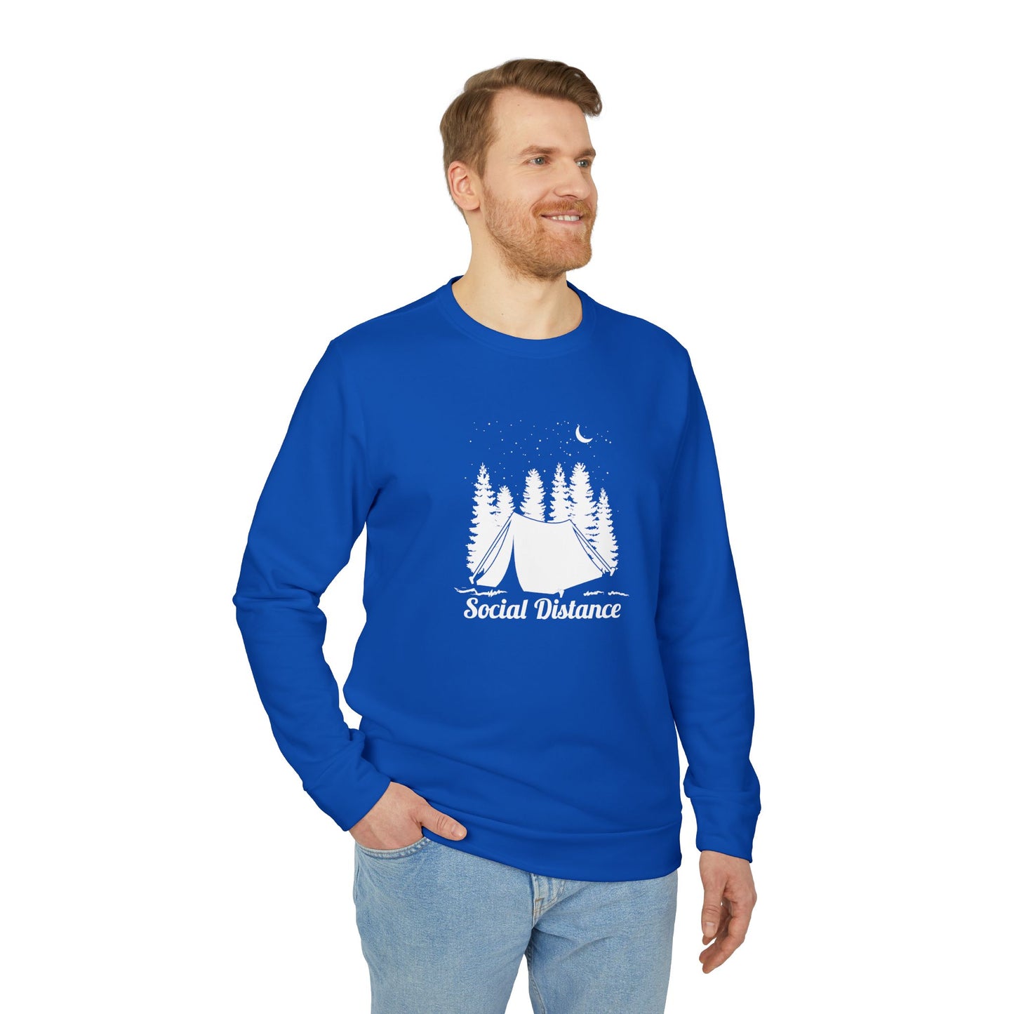 Camping: Social Distance - Adidas Unisex Fleece Crewneck Sweatshirt