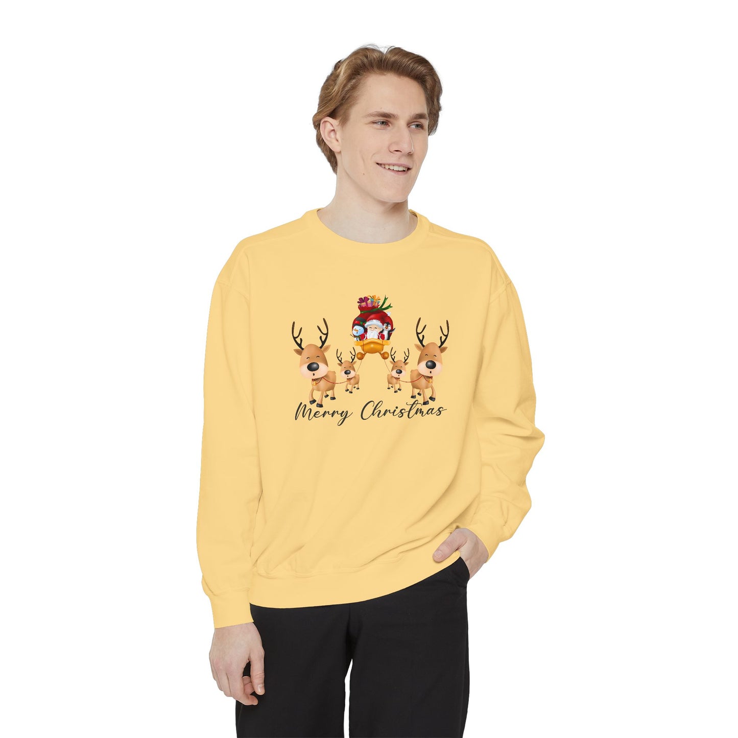 Reindeers - Unisex Garment-Dyed Sweatshirt - 10010