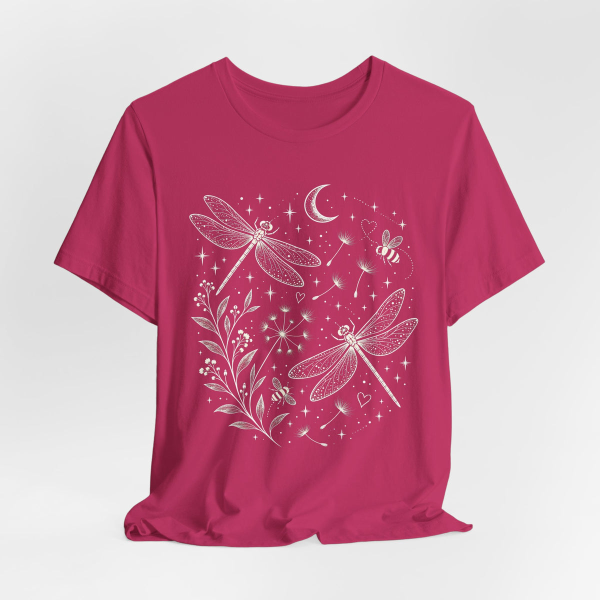Dragonfly Moon T-Shirt, Whimsical Celestial Nature Tee - 14518