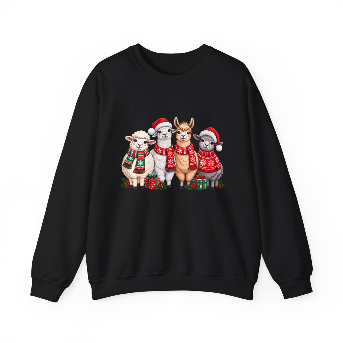 Festive Christmas Animal Friends Sweatshirt, Cute Sheep & Alpaca Holiday Crewneck - 14553