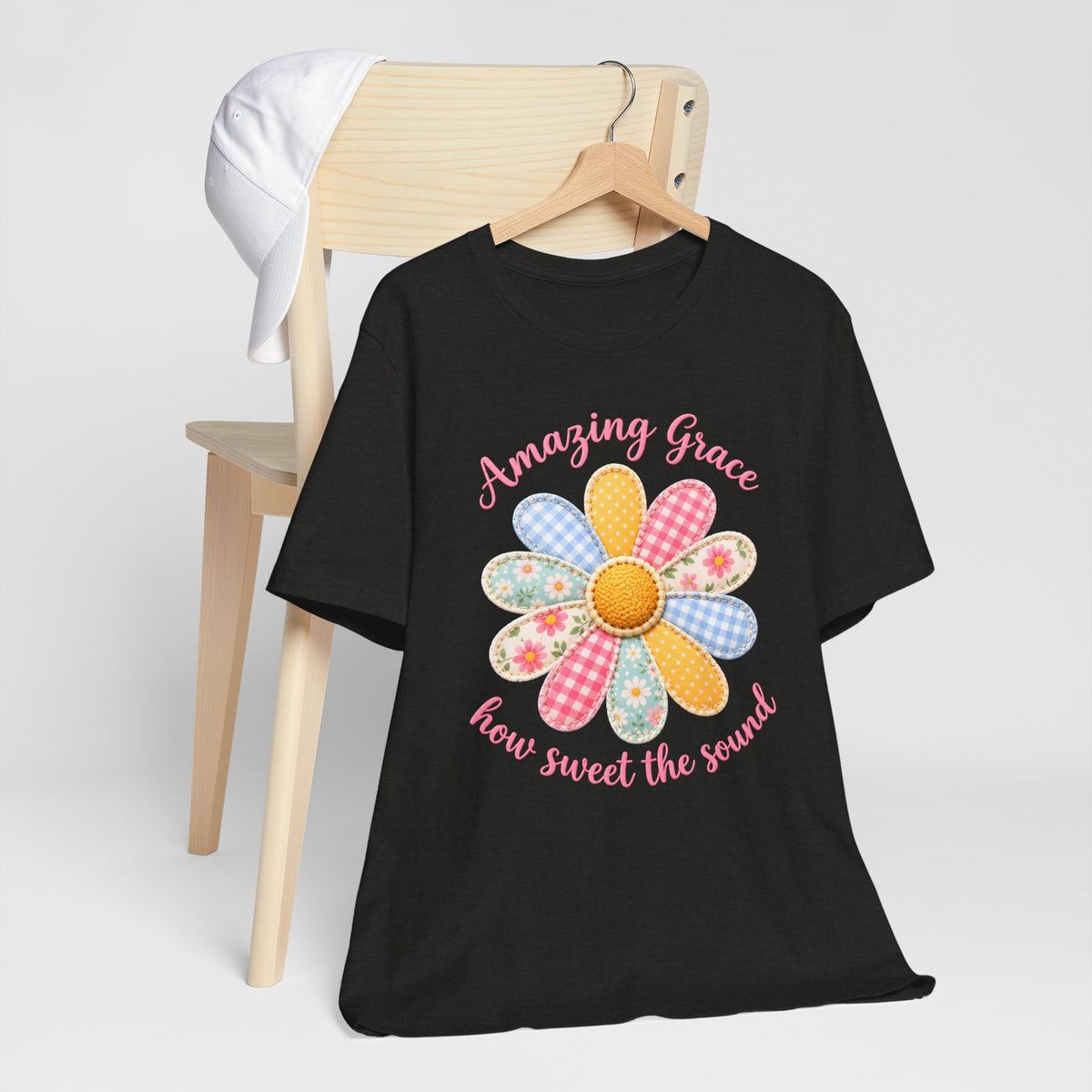 Amazing Grace Daisy T-Shirt, “How Sweet the Sound” Floral Christian Tee - 14992