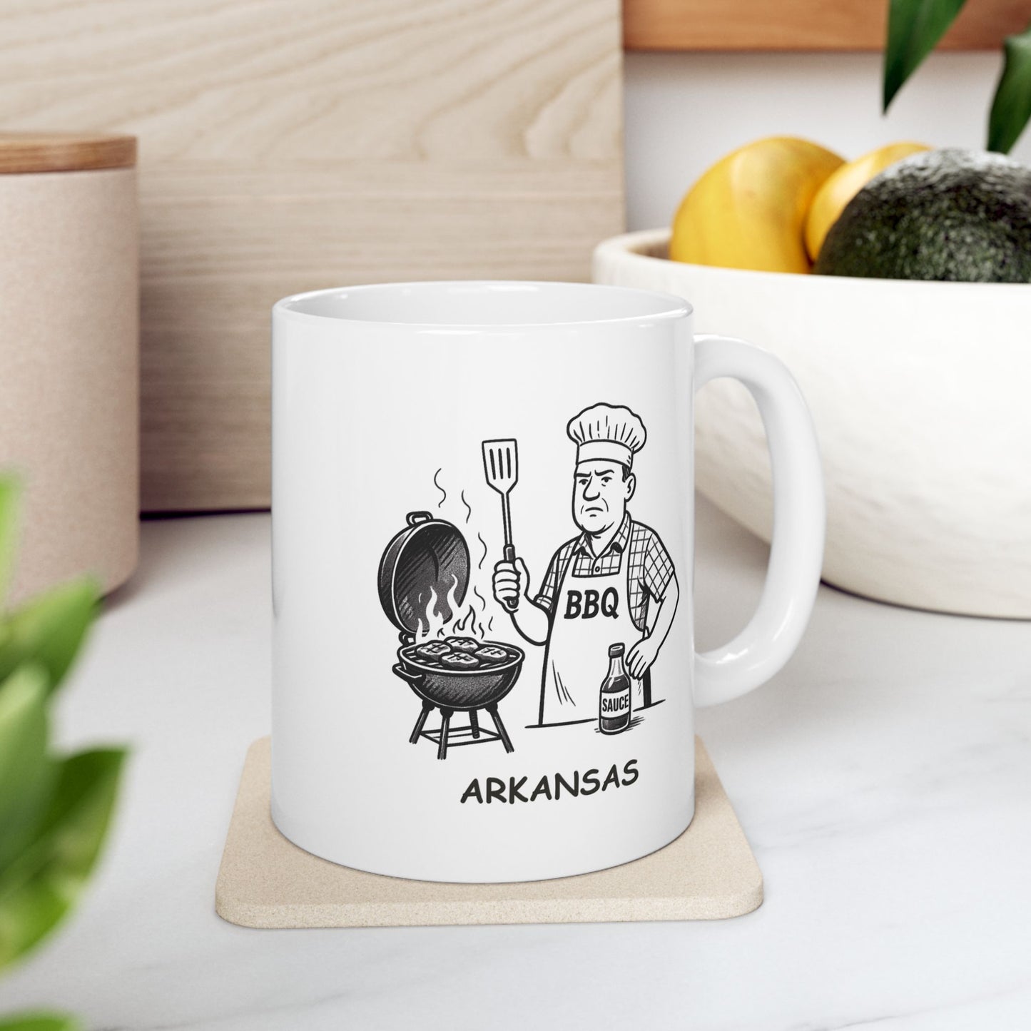 "In Arkansas, we take our BBQ seriously—just don’t ask about the secret sauce." Ceramic Mug - 13344