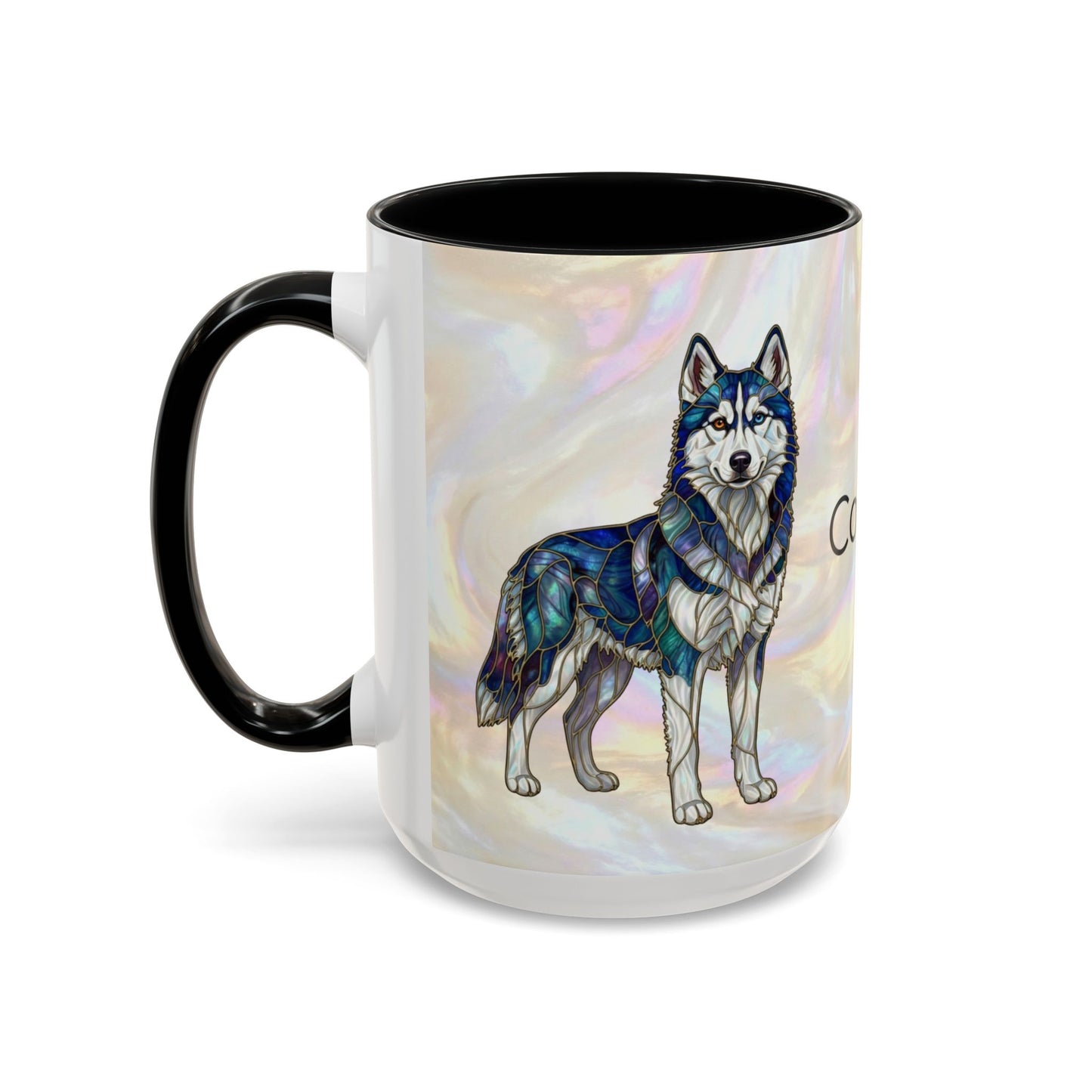 Personalized Husky Accent Coffee Mug – Stained Glass Design (11/15oz) - 14543