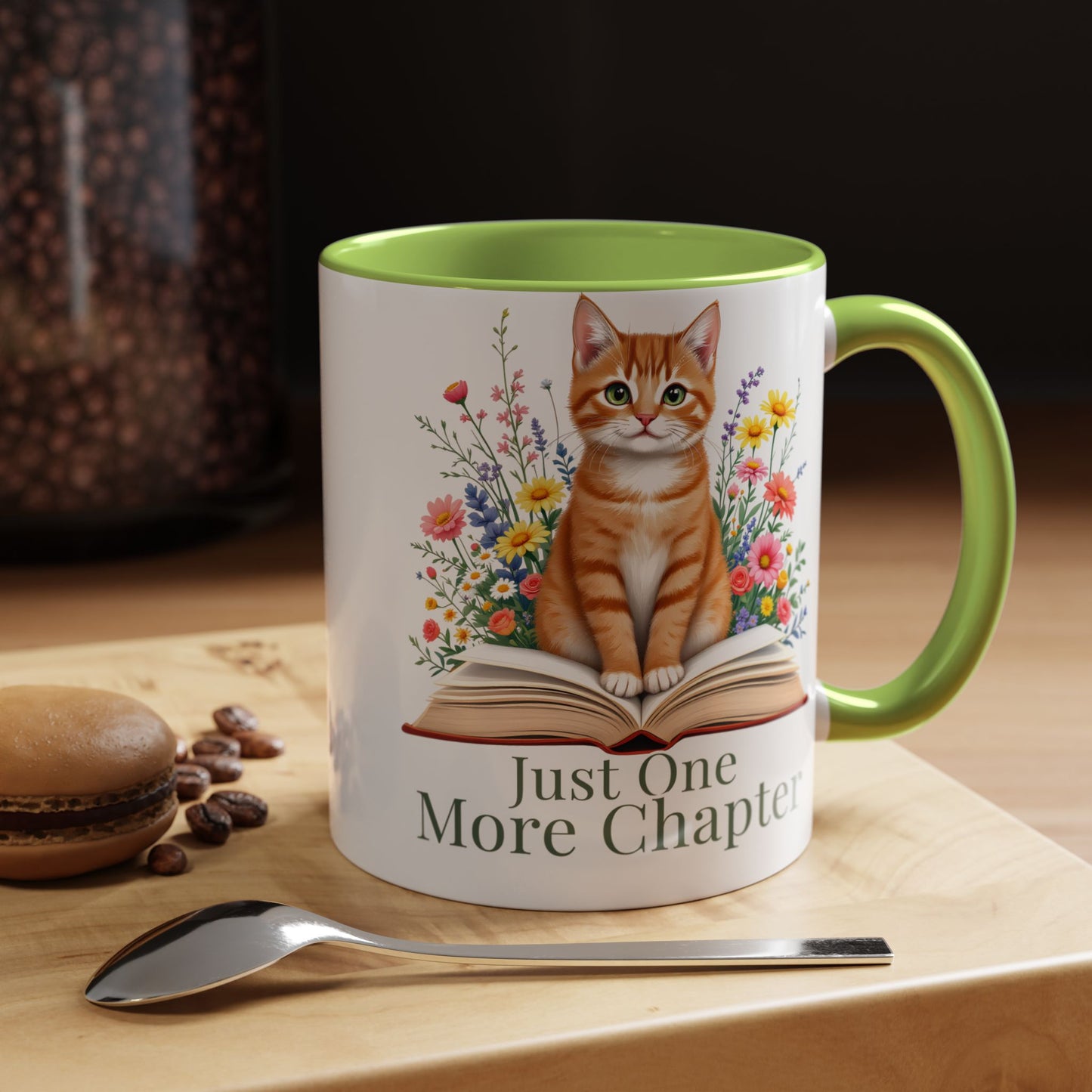 Just One More Chapter Cat Mug – Floral Book Lover Gift, Cute Reader Coffee Mug (11oz / 15oz) - 14811