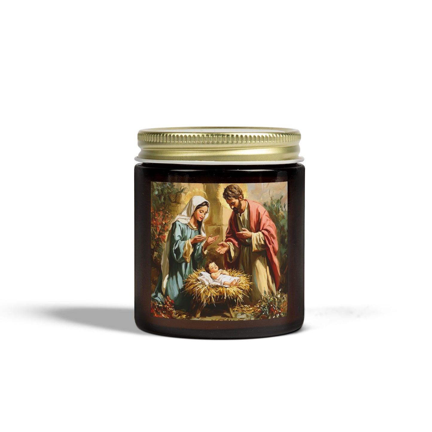 Mary, Joseph &  Baby Jesus- Scented Candles, Coconut Apricot Wax (4oz, 9oz) - 10387